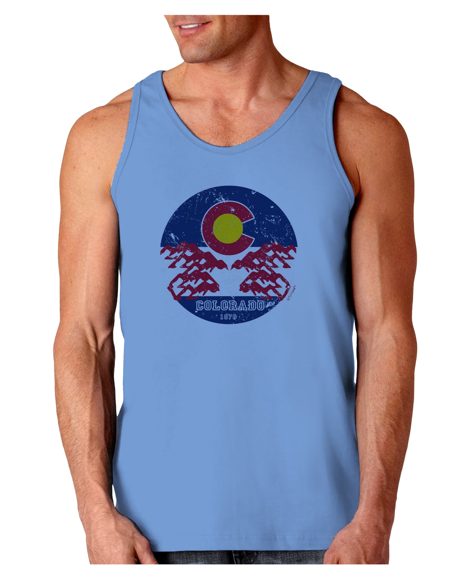 Grunge Colorado Emblem Flag Loose Tank Top-Mens-LooseTanktops-TooLoud-CarolinaBlue-Small-Davson Sales