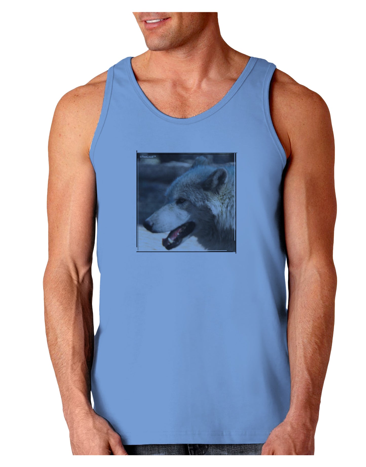 TooLoud White Wolf Face Loose Tank Top-Loose Tank Top-TooLoud-CarolinaBlue-Small-Davson Sales