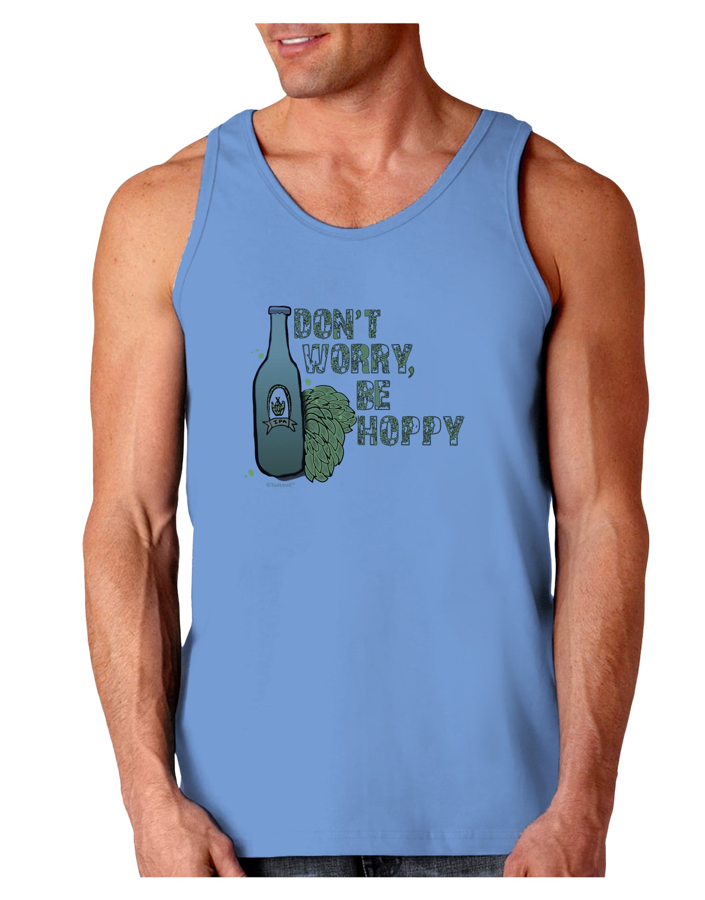 Don't Worry Be Hoppy Loose Tank Top-Mens-LooseTanktops-TooLoud-CarolinaBlue-Small-Davson Sales