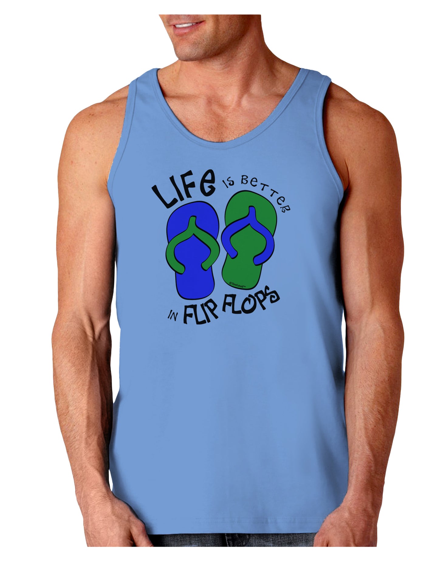 Life is Better in Flip Flops - Blue and Green Loose Tank Top-Loose Tank Top-TooLoud-CarolinaBlue-Small-Davson Sales