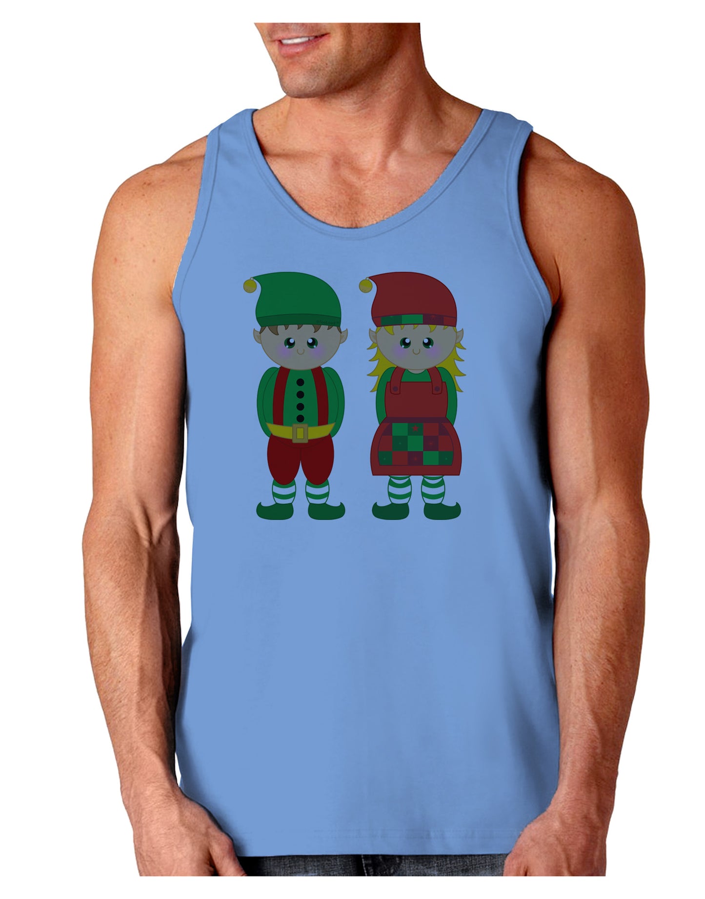 Cute Elf Couple Christmas Loose Tank Top-Loose Tank Top-TooLoud-CarolinaBlue-Small-Davson Sales