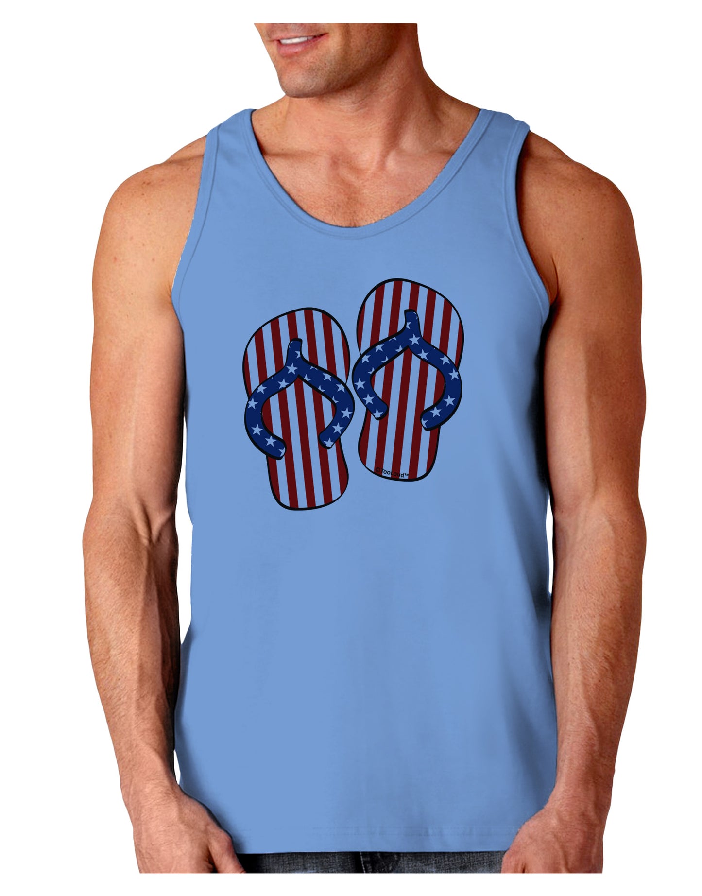 Stars and Stripes Flip Flops Loose Tank Top-Loose Tank Top-TooLoud-CarolinaBlue-Small-Davson Sales