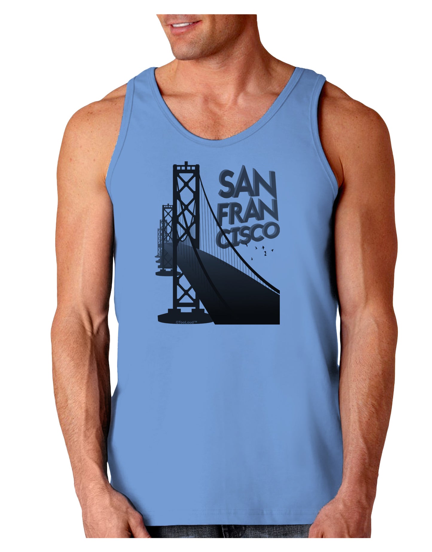 San Francisco Text Bay Bridge Loose Tank Top-Loose Tank Top-TooLoud-CarolinaBlue-Small-Davson Sales