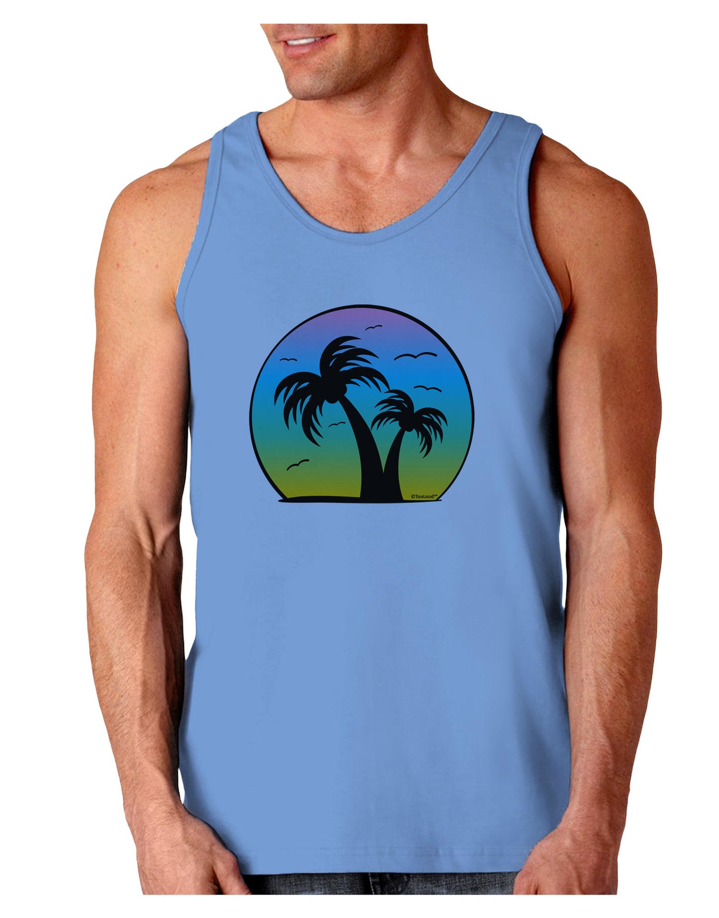 Palm Trees Silhouette - Beach Sunset Design Loose Tank Top-Loose Tank Top-TooLoud-CarolinaBlue-Small-Davson Sales