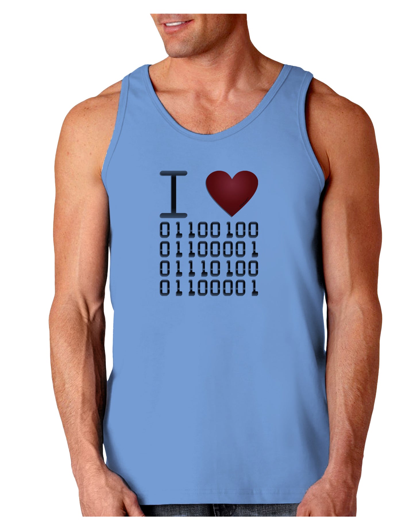 I Heart Binary Data Loose Tank Top-Loose Tank Top-TooLoud-CarolinaBlue-Small-Davson Sales
