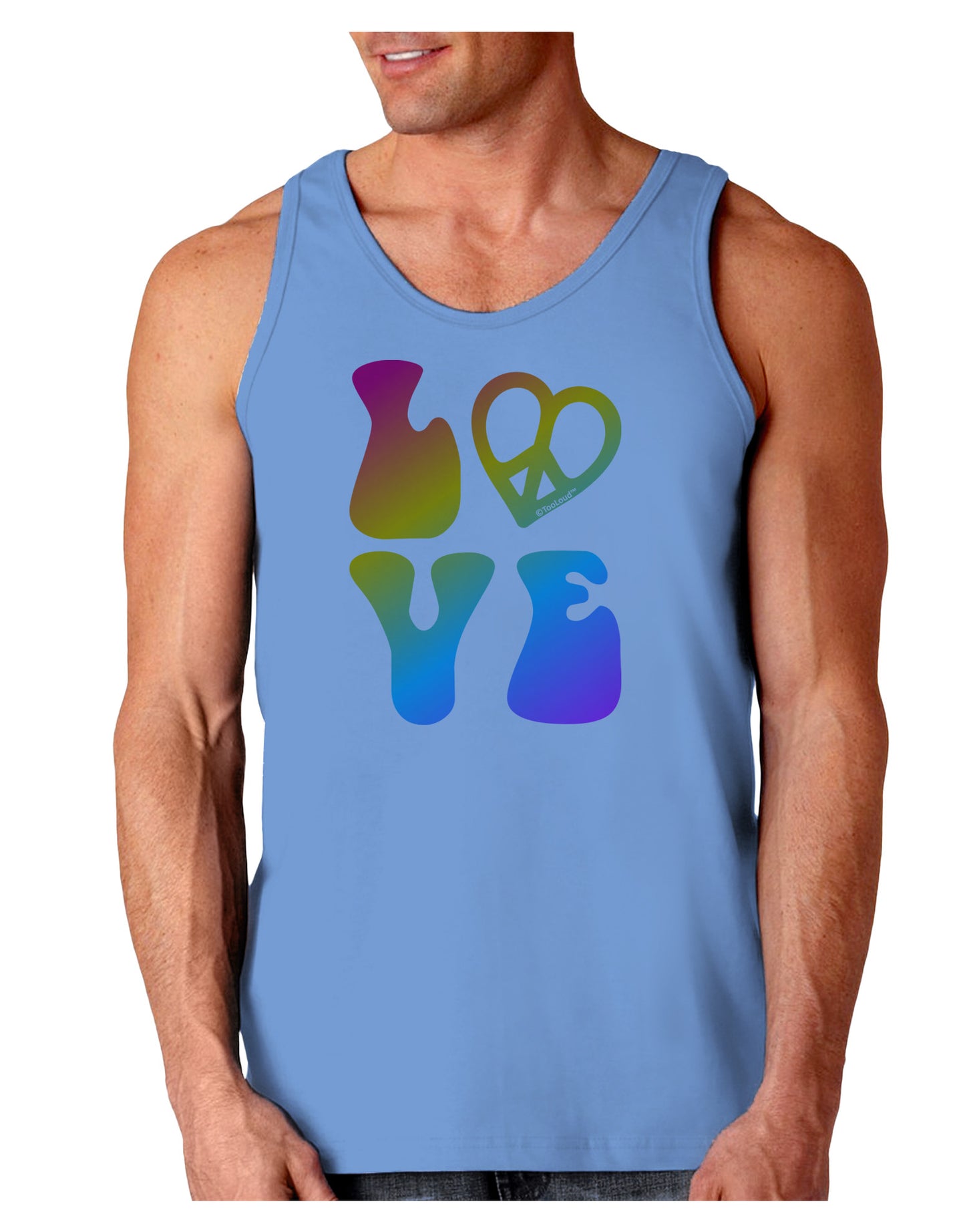 Peace and Love - Peace Heart Love Loose Tank Top-Loose Tank Top-TooLoud-CarolinaBlue-Small-Davson Sales