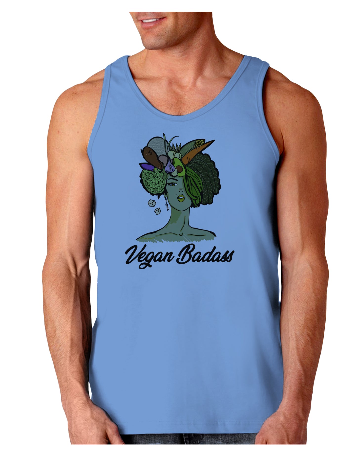 Vegan Badass Loose Tank Top-Mens-LooseTanktops-TooLoud-CarolinaBlue-Small-Davson Sales