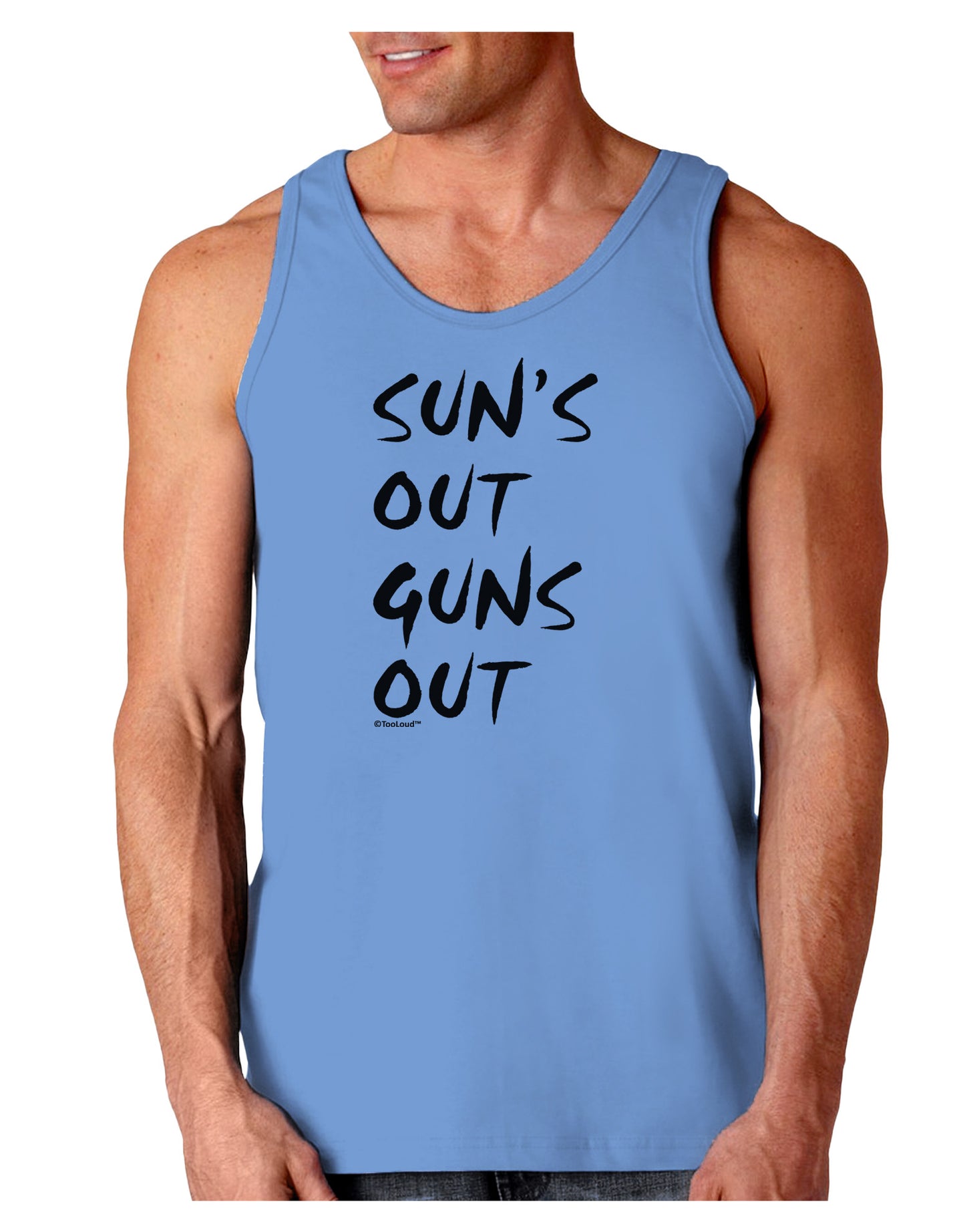 Suns Out Guns Out Loose Tank Top-Loose Tank Top-TooLoud-CarolinaBlue-Small-Davson Sales