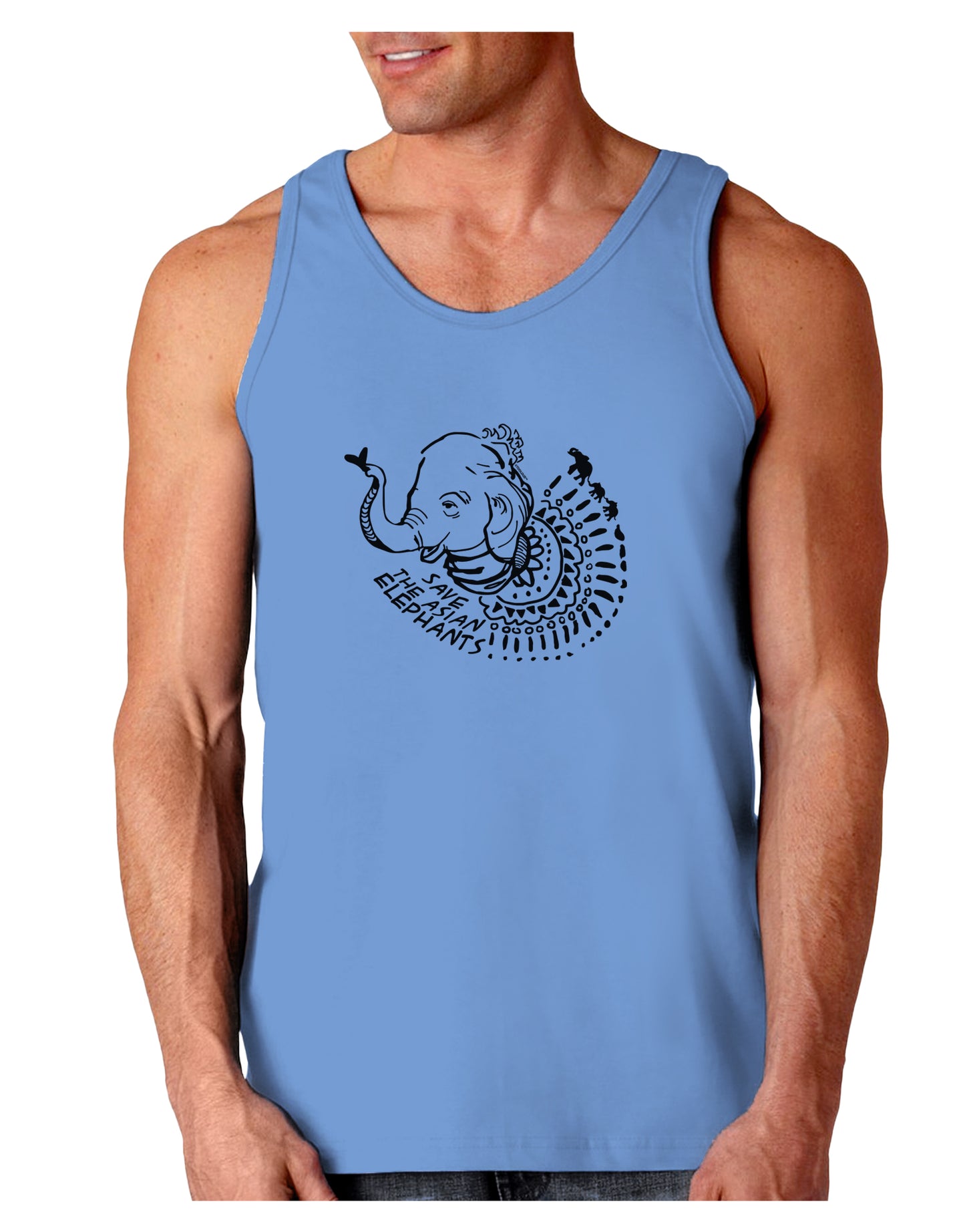 TooLoud Save the Asian Elephants Loose Tank Top-Mens-LooseTanktops-TooLoud-CarolinaBlue-Small-Davson Sales