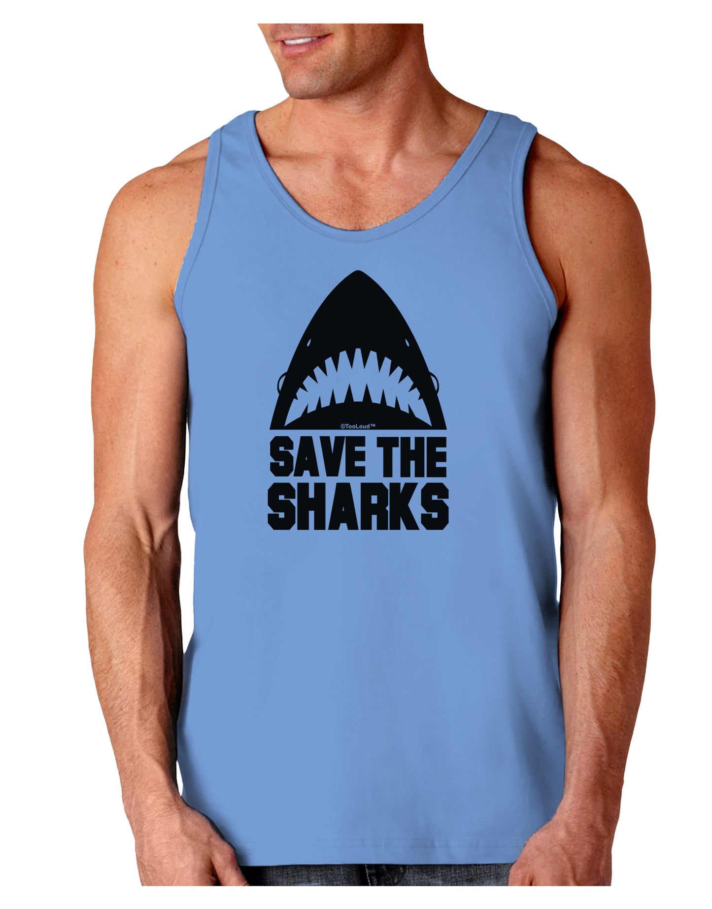 Save The Sharks Loose Tank Top-Loose Tank Top-TooLoud-CarolinaBlue-Small-Davson Sales