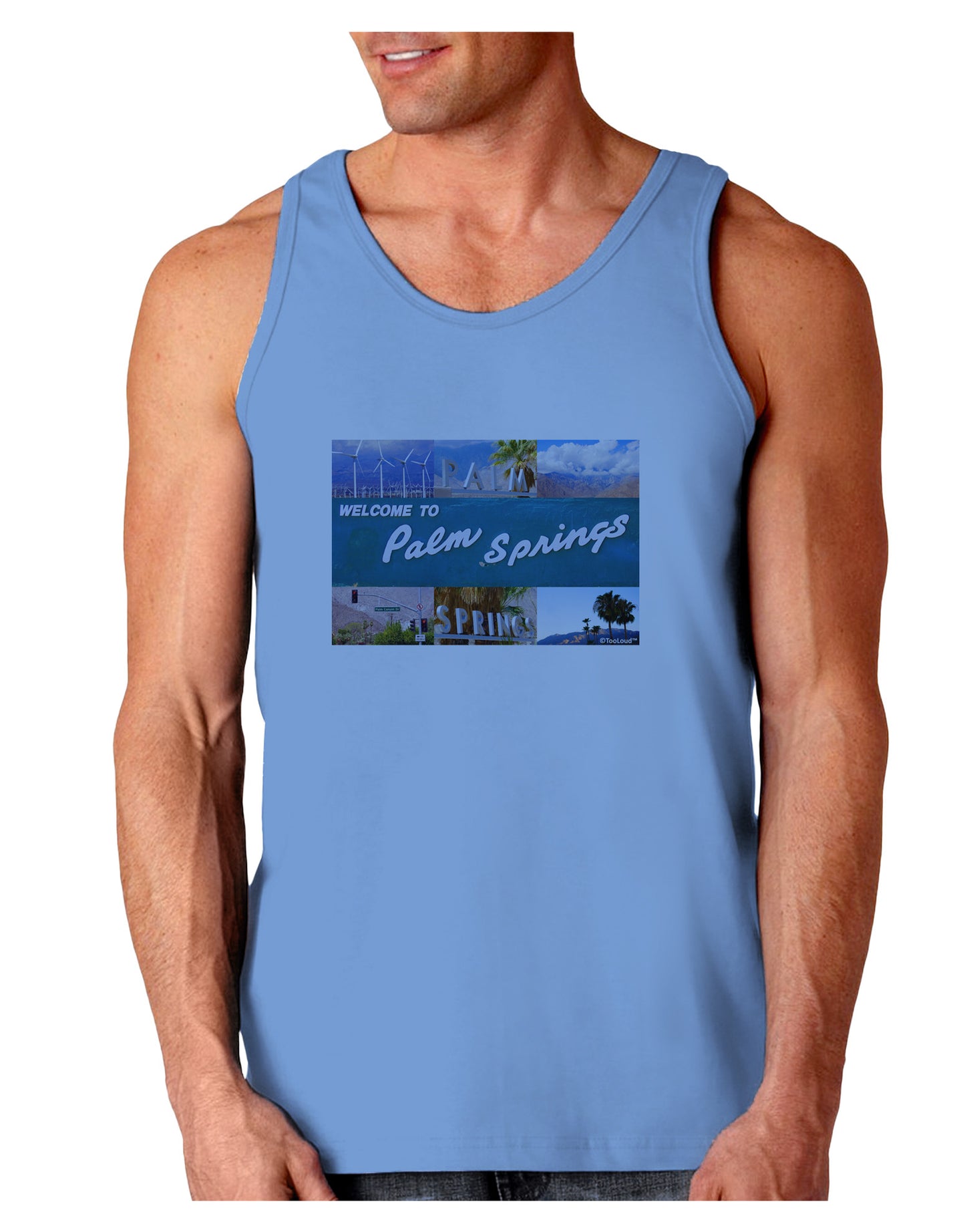 TooLoud Welcome to Palm Springs Collage Loose Tank Top-Loose Tank Top-TooLoud-CarolinaBlue-Small-Davson Sales