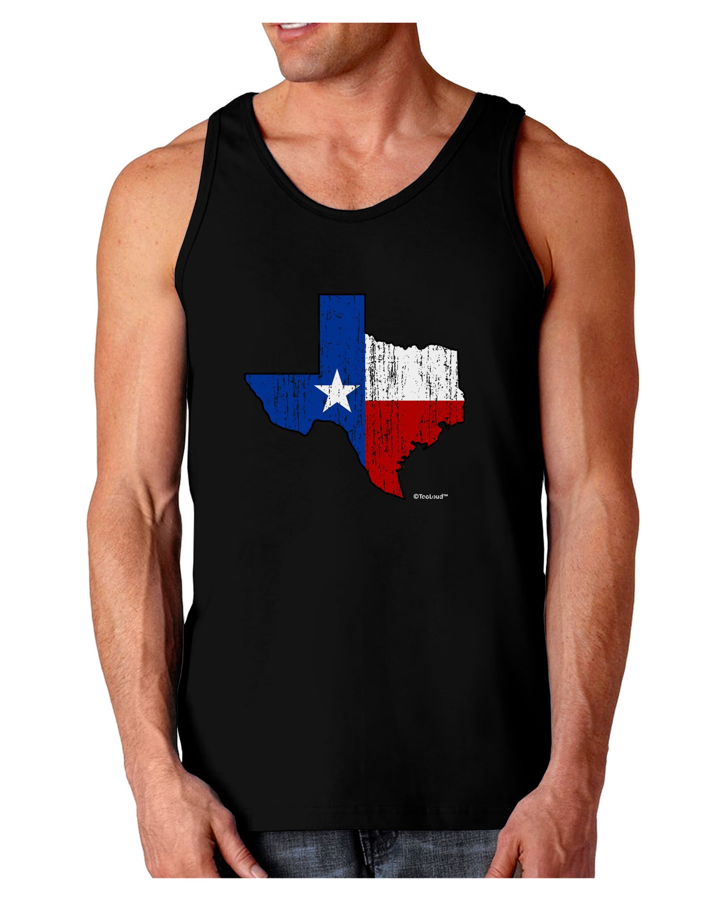 State of Texas Flag Design - Distressed Dark Loose Tank Top-Mens Loose Tank Top-TooLoud-Black-Small-Davson Sales