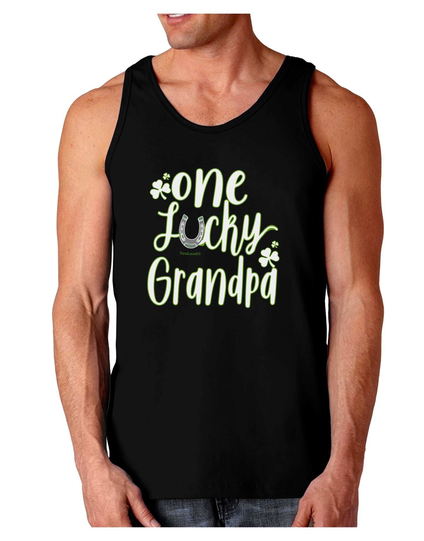 One Lucky Grandpa Shamrock Loose Tank Top-Mens-LooseTanktops-TooLoud-Black-Small-Davson Sales