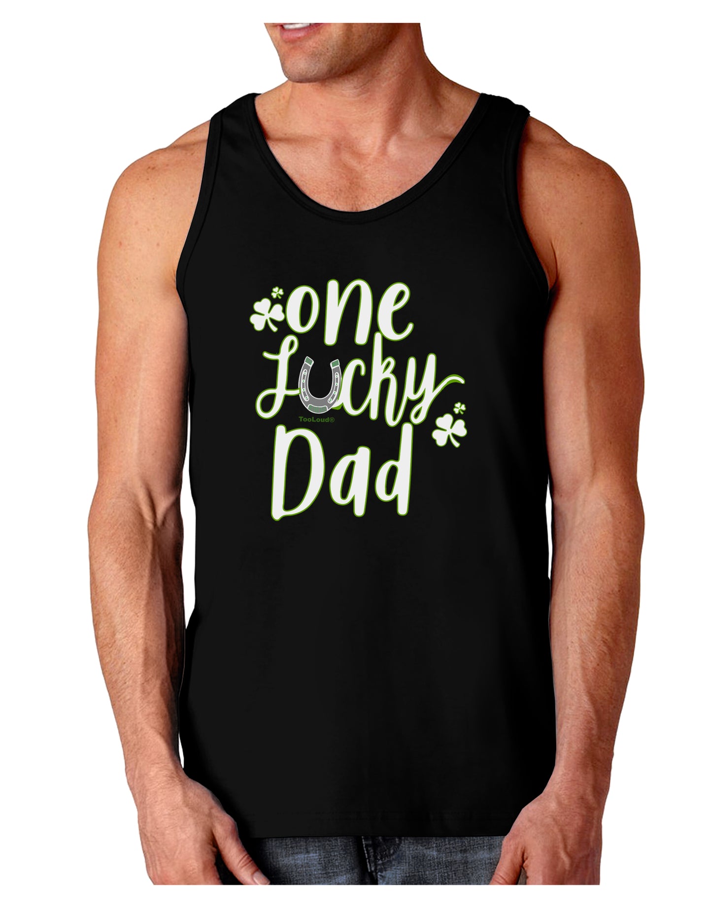 One Lucky Dad Shamrock Loose Tank Top-Mens-LooseTanktops-TooLoud-Black-Small-Davson Sales