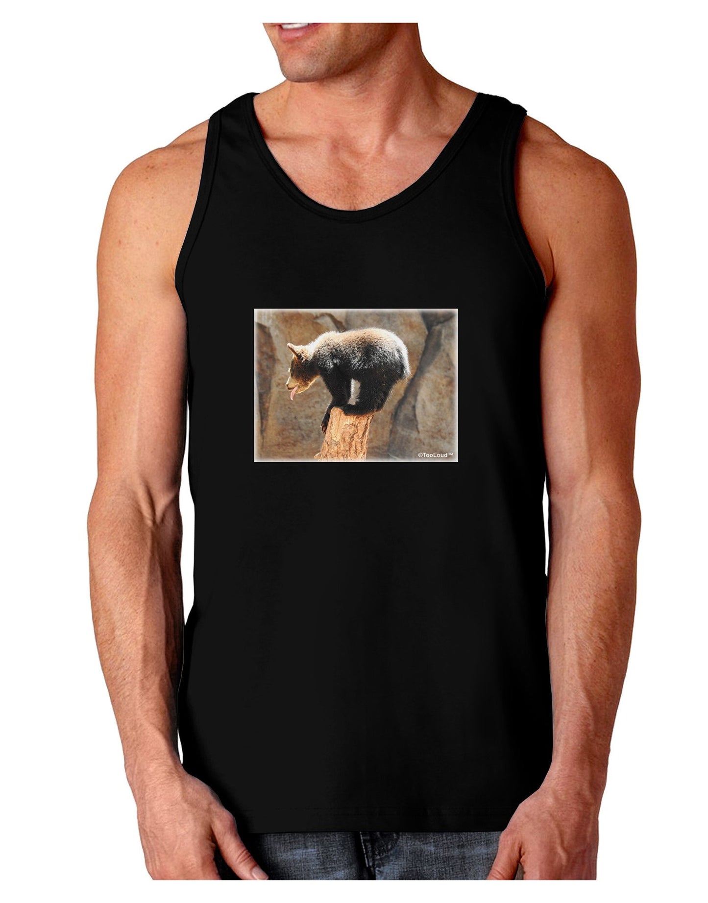 Balancing Bear Cub Dark Loose Tank Top-Mens Loose Tank Top-TooLoud-Black-XXX-Large-Davson Sales