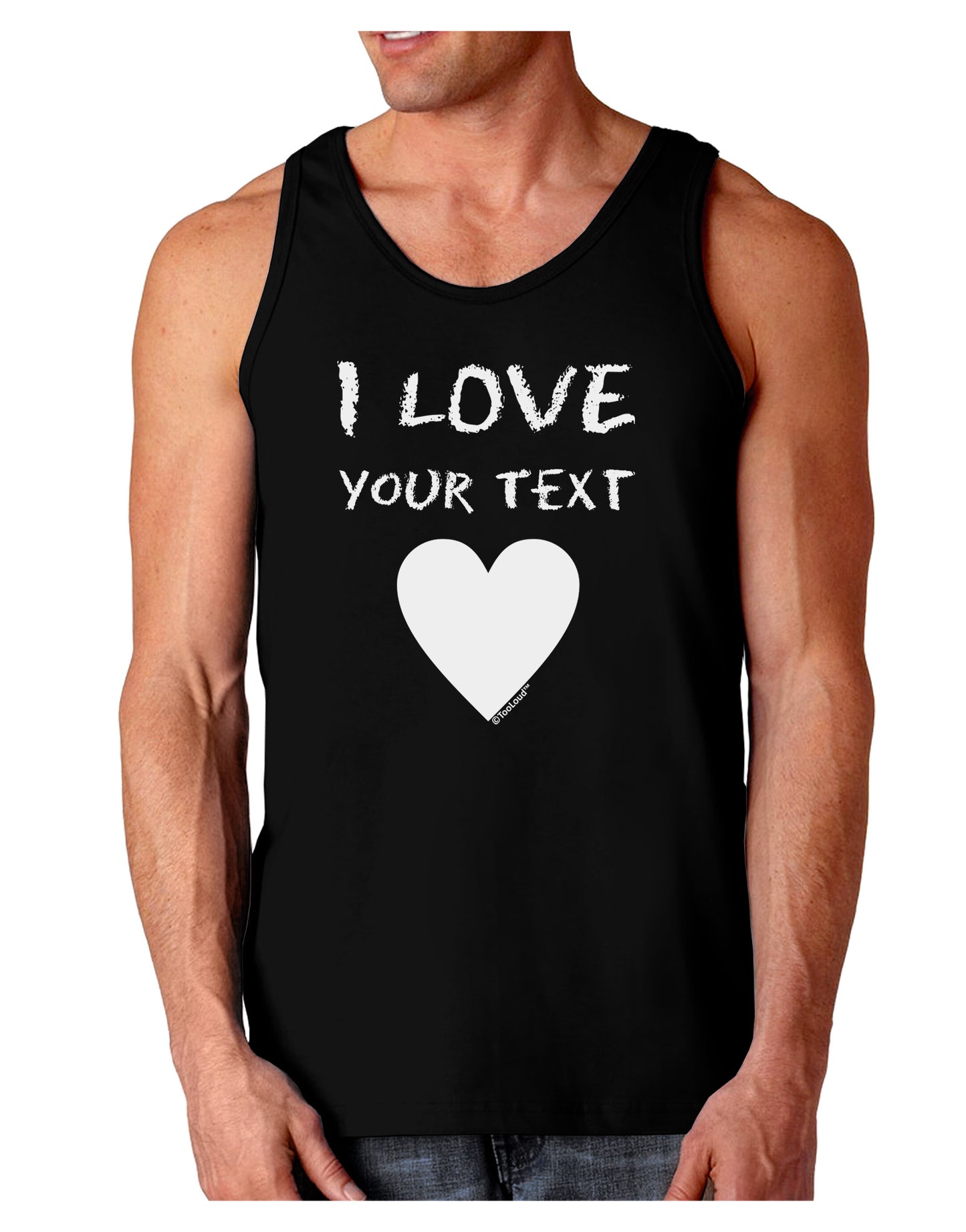 Personalized I Love Customized Dark Loose Tank Top-Mens Loose Tank Top-TooLoud-Black-Small-Davson Sales