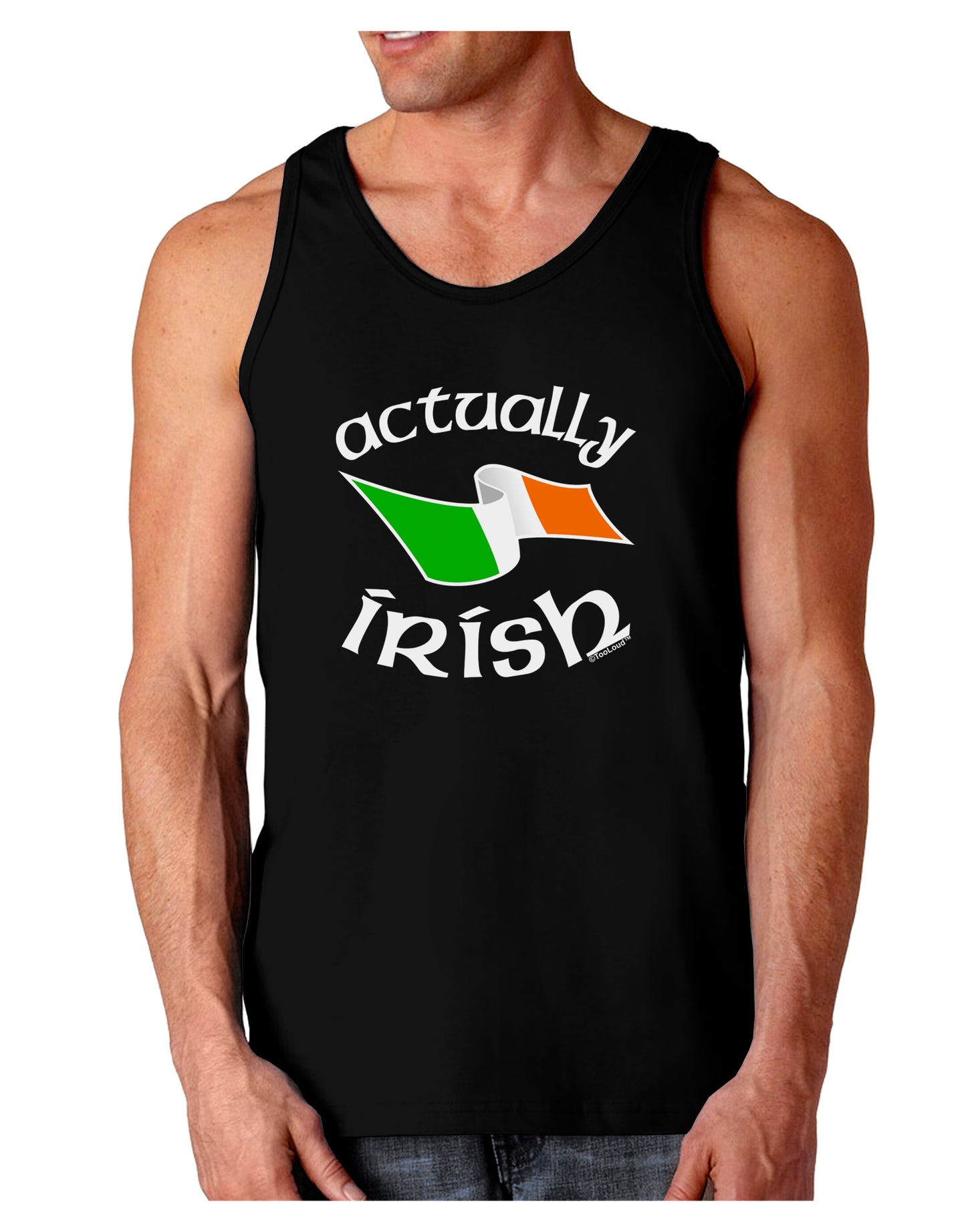 Actually Irish Dark Loose Tank Top-Mens Loose Tank Top-TooLoud-Black-Small-Davson Sales