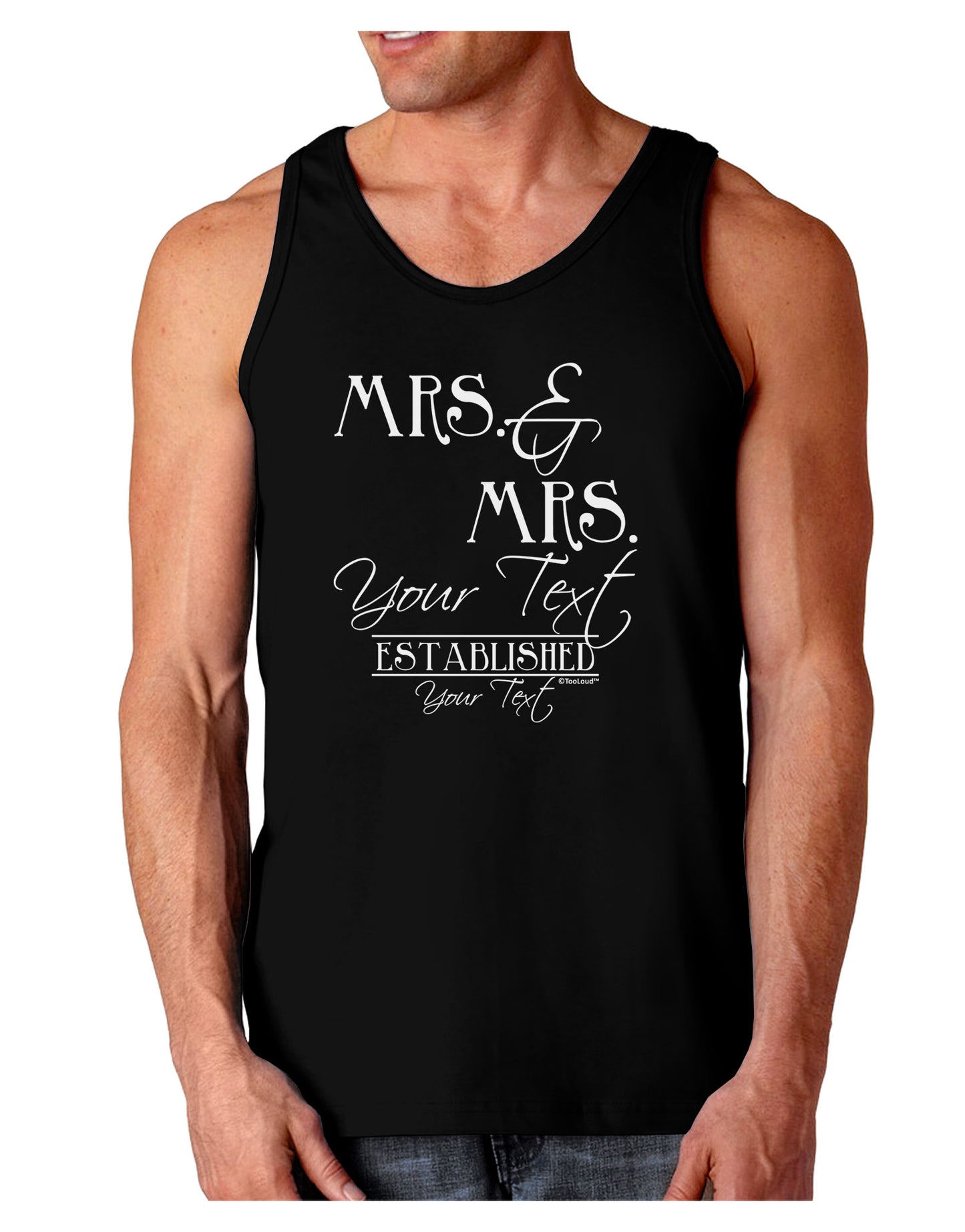 Personalized Mrs and Mrs Lesbian Wedding - Name- Established -Date- Design Dark Loose Tank Top-Mens Loose Tank Top-TooLoud-Black-Small-Davson Sales