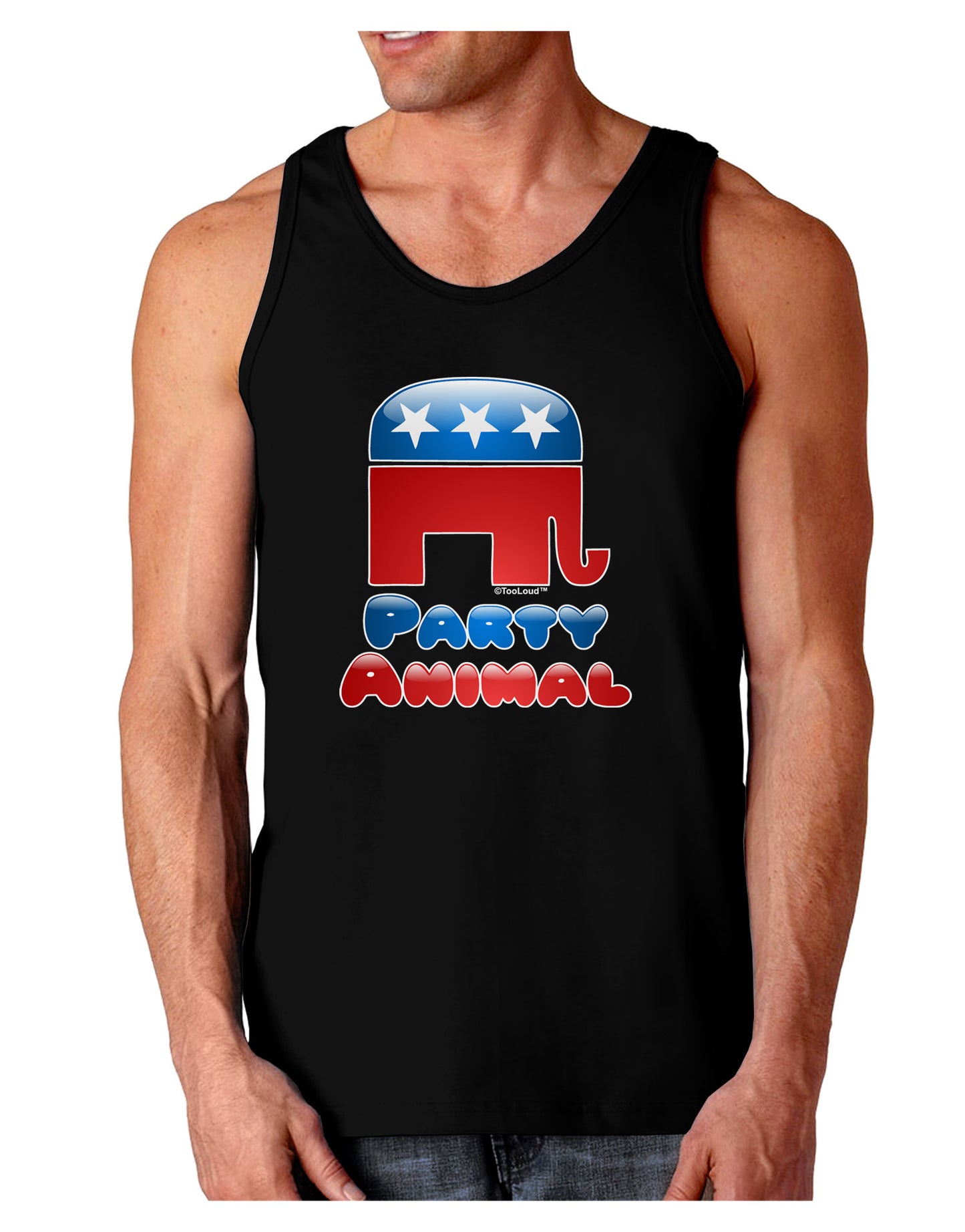 Republican Party Animal Dark Loose Tank Top-Mens Loose Tank Top-TooLoud-Black-Small-Davson Sales