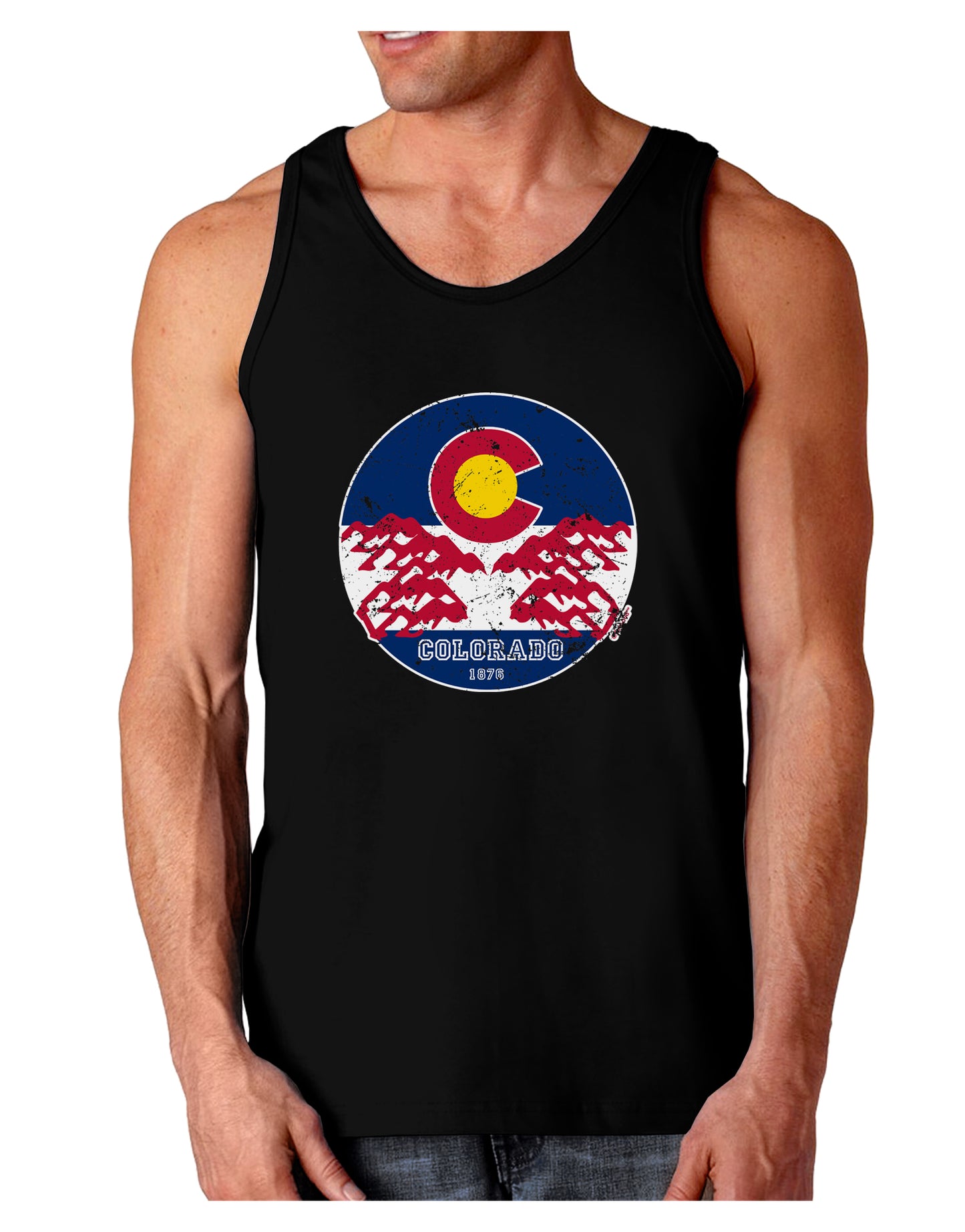 Grunge Colorado Rocky Mountain Bighorn Sheep Flag Loose Tank Top-Mens-LooseTanktops-TooLoud-Black-Small-Davson Sales