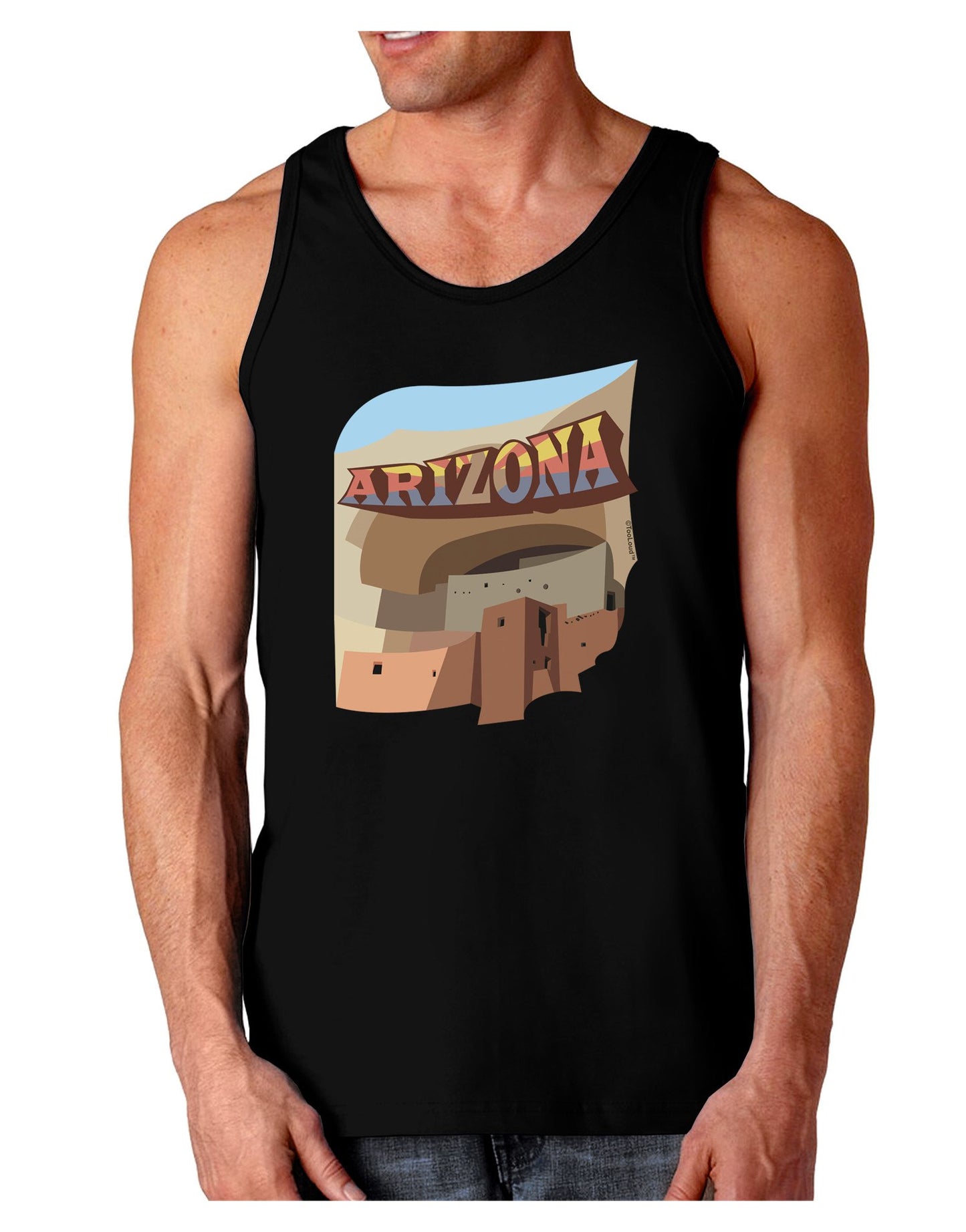 Arizona Montezuma Castle Dark Loose Tank Top-Mens Loose Tank Top-TooLoud-Black-XXX-Large-Davson Sales