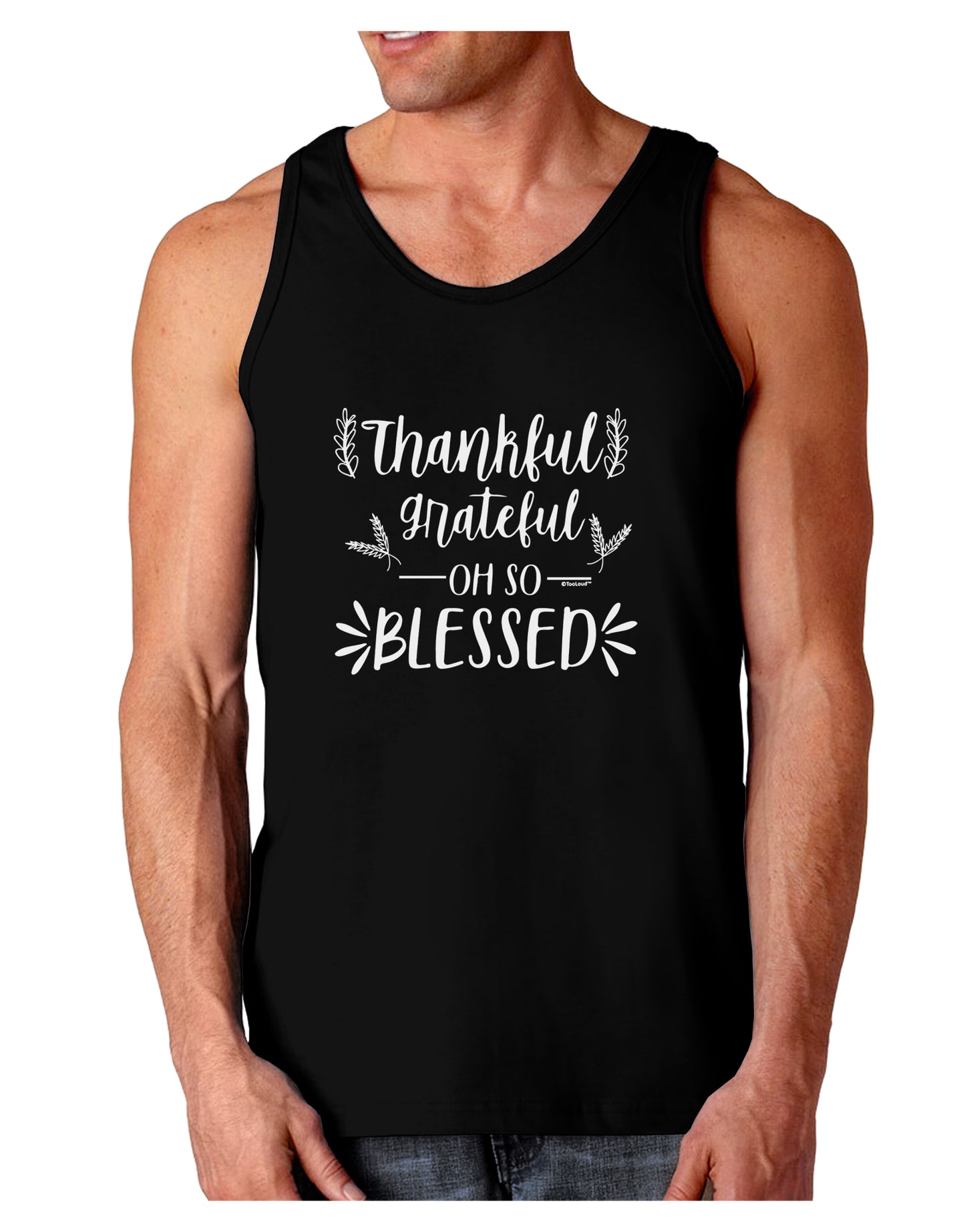 Thankful grateful oh so blessed Loose Tank Top-Mens-LooseTanktops-TooLoud-Black-Small-Davson Sales