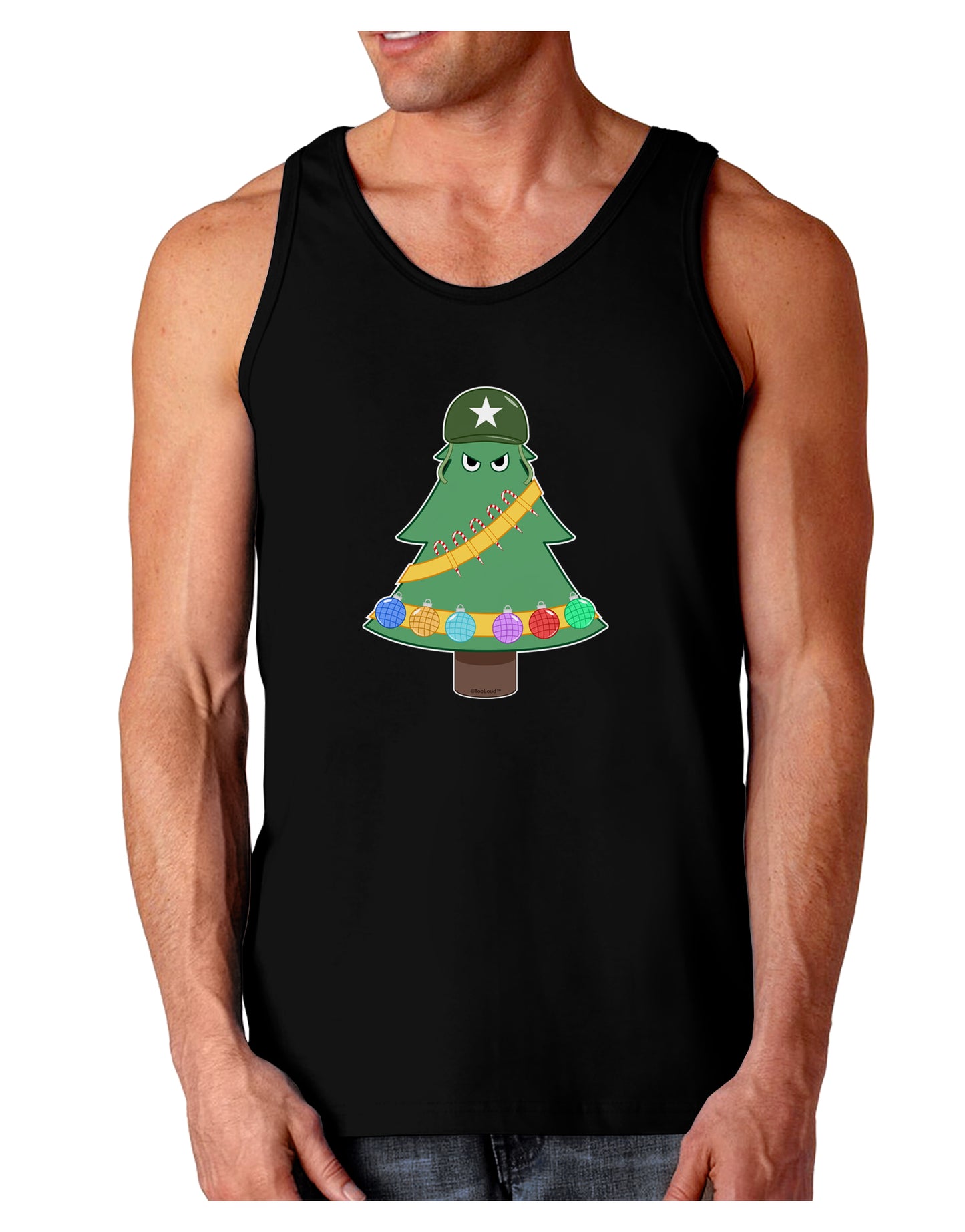 Christmas Tree Armed Design Dark Loose Tank Top-Mens Loose Tank Top-TooLoud-Black-Small-Davson Sales