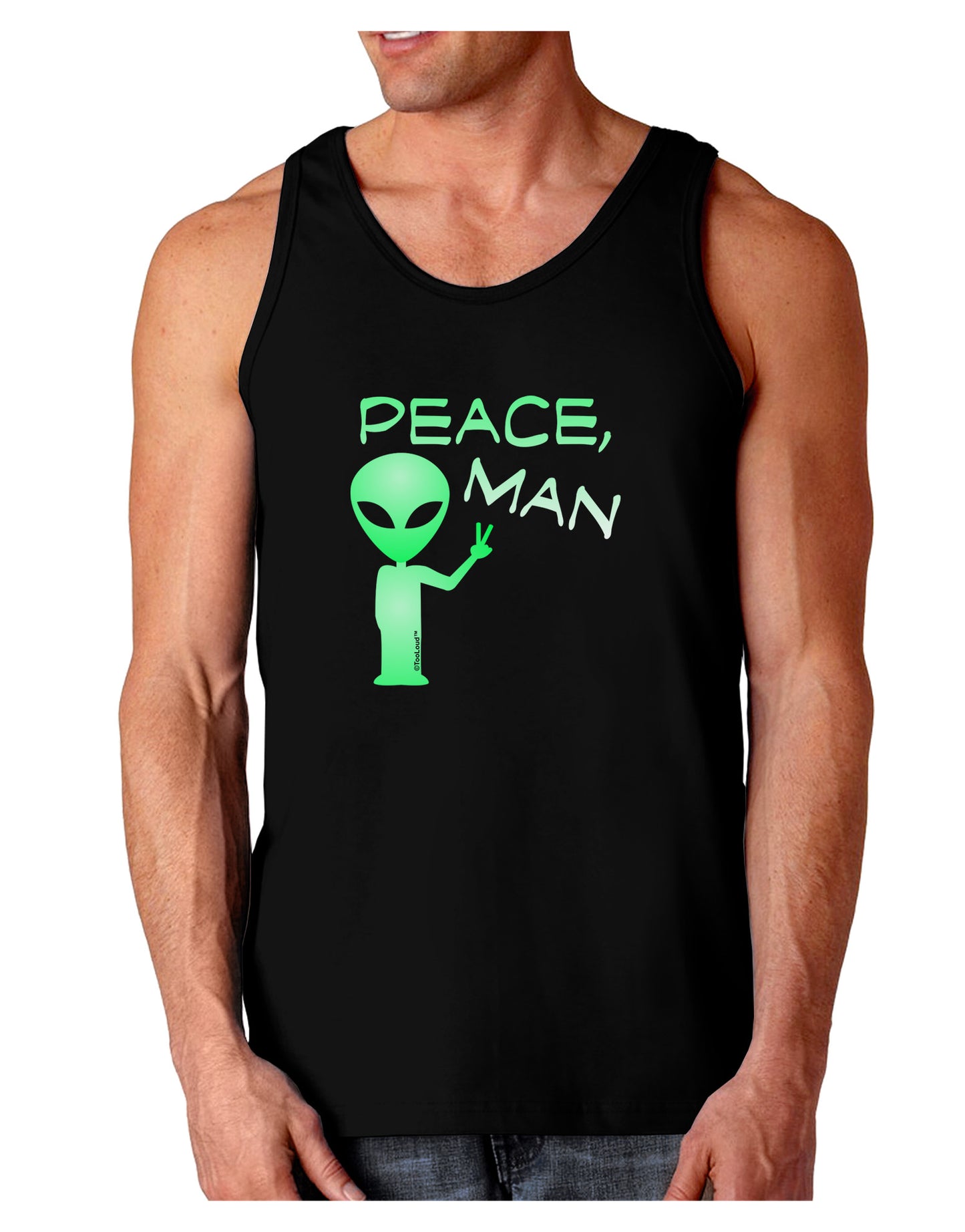 Peace Man Alien Dark Loose Tank Top-Mens Loose Tank Top-TooLoud-Black-Small-Davson Sales