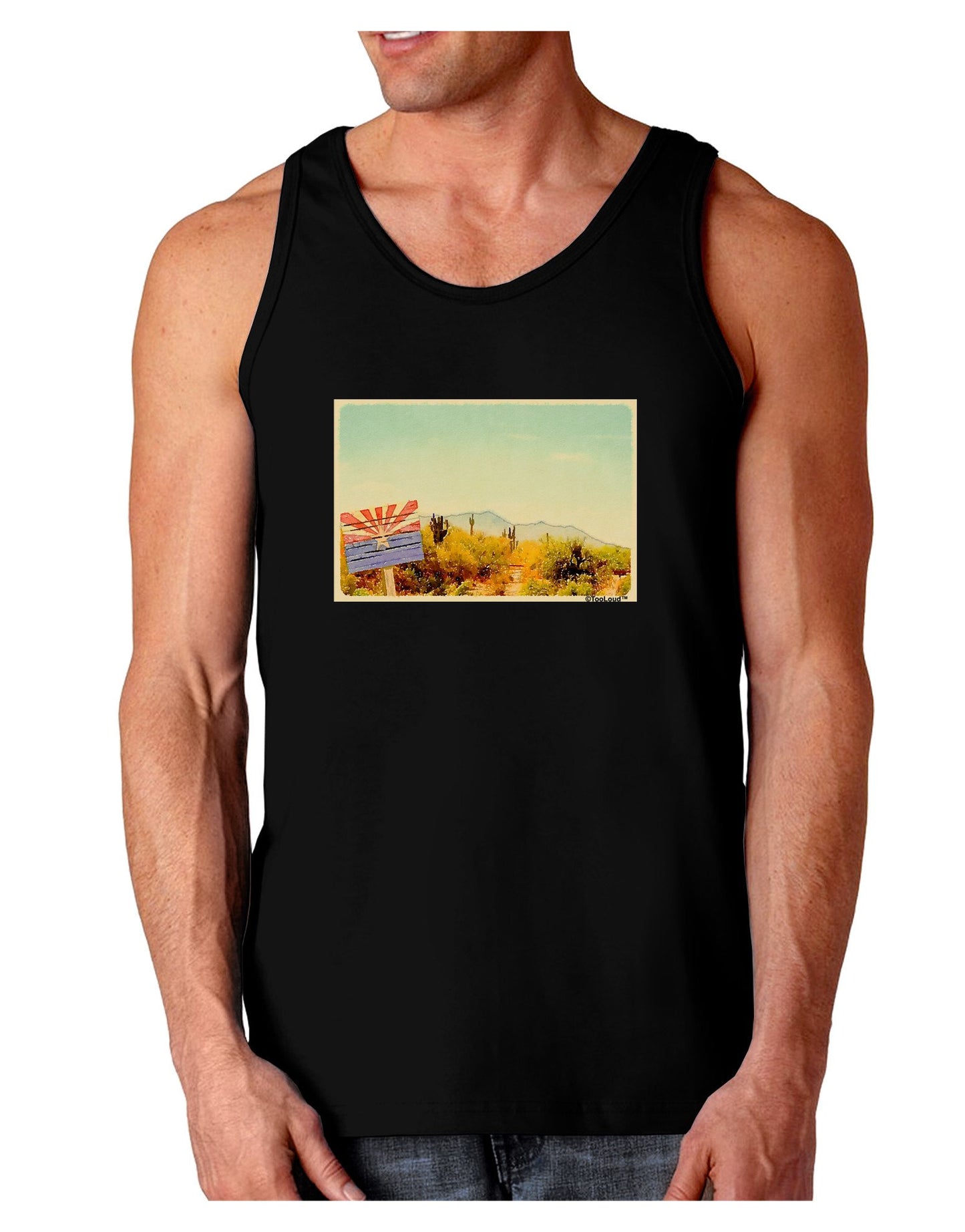 Arizona Scene Watercolor Dark Loose Tank Top-Mens Loose Tank Top-TooLoud-Black-XXX-Large-Davson Sales