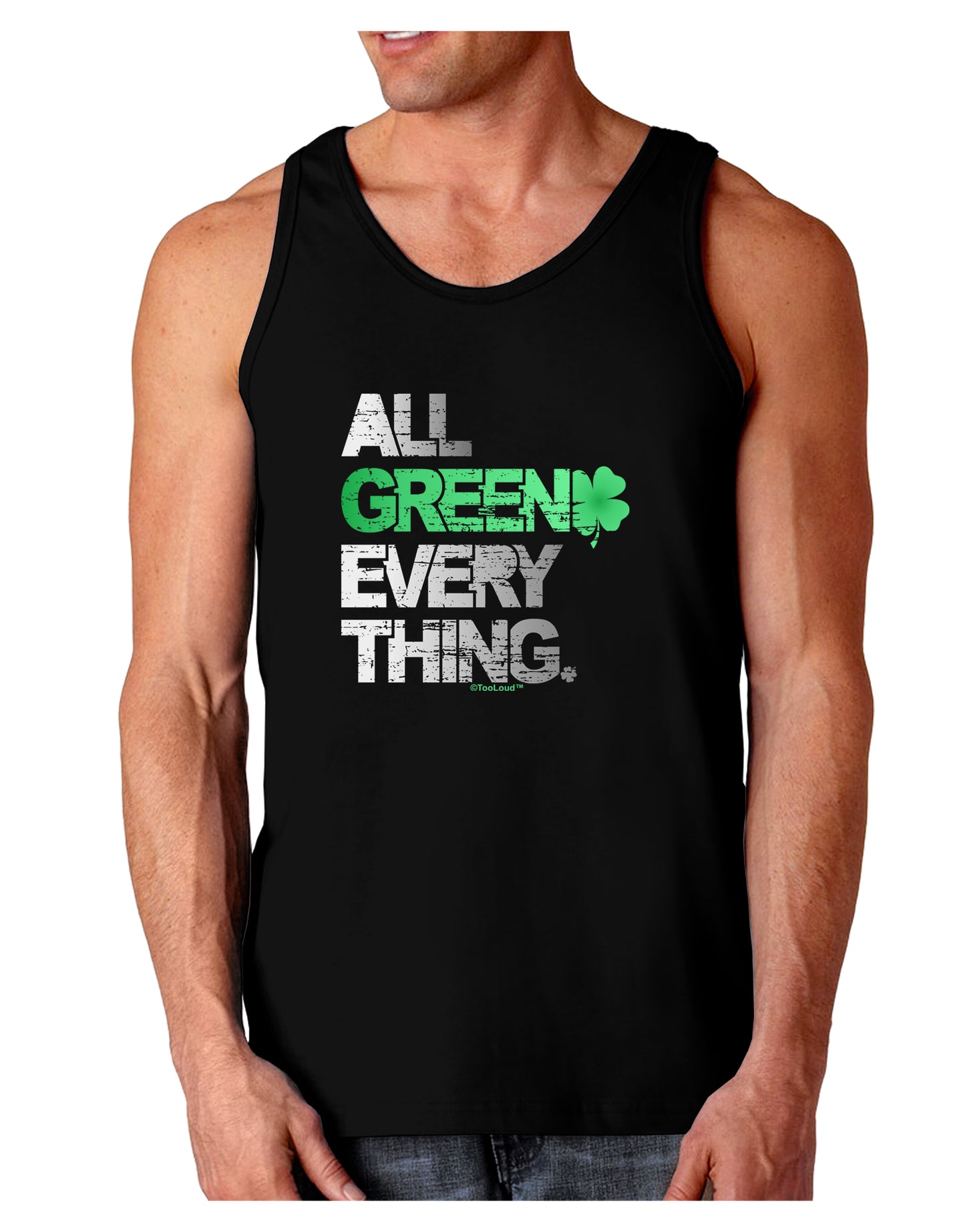 All Green Everything Distressed Dark Loose Tank Top-Mens Loose Tank Top-TooLoud-Black-Small-Davson Sales