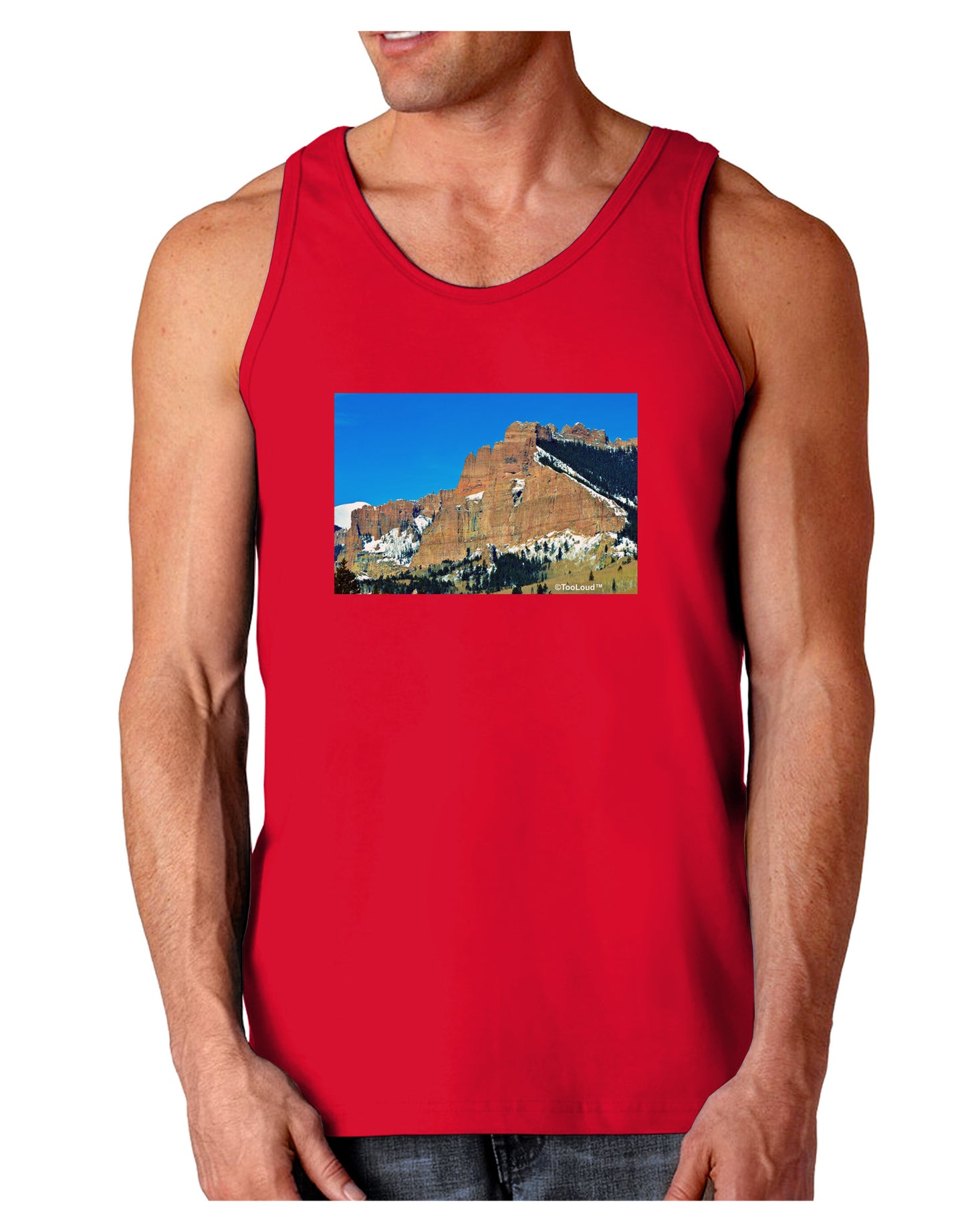 Colorado Snowy Mountains Dark Loose Tank Top-Mens Loose Tank Top-TooLoud-Red-Small-Davson Sales