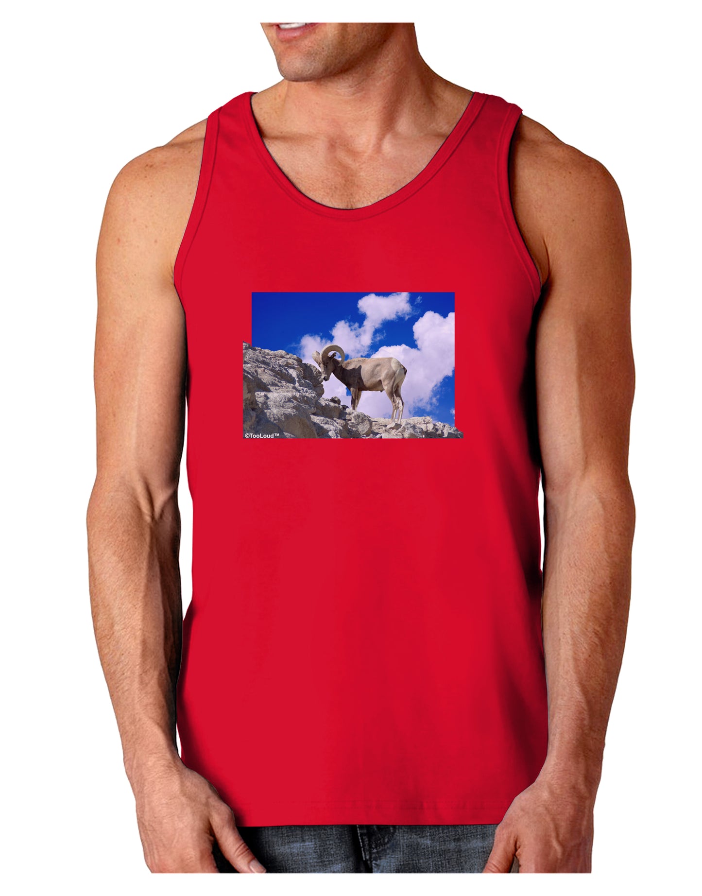 Bighorn Ram Dark Loose Tank Top-Mens Loose Tank Top-TooLoud-Red-Small-Davson Sales