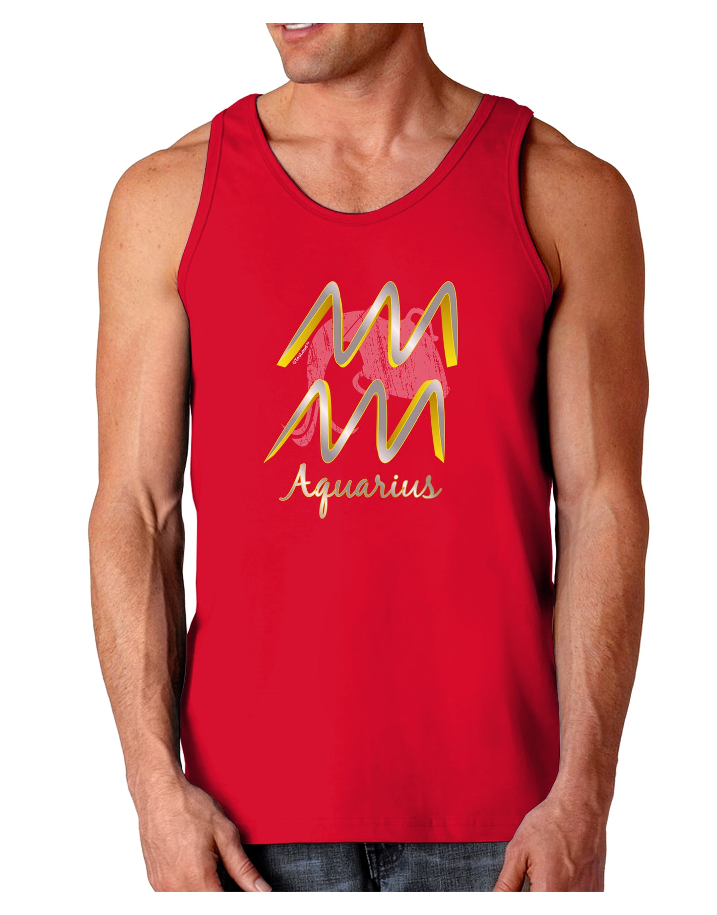 Aquarius Symbol Dark Loose Tank Top-Mens Loose Tank Top-TooLoud-Red-Small-Davson Sales