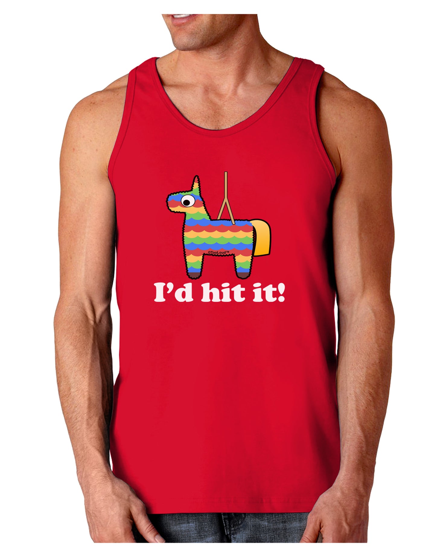I'd Hit it - Funny Pinata Design Dark Loose Tank Top-Mens Loose Tank Top-TooLoud-Red-Small-Davson Sales