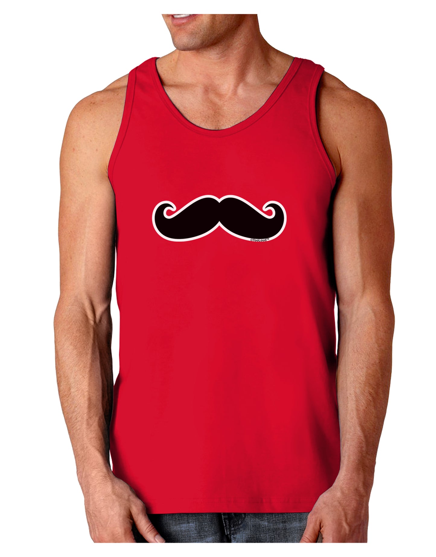 Big Fancy Mustache Dark Loose Tank Top-Mens Loose Tank Top-TooLoud-Red-Small-Davson Sales