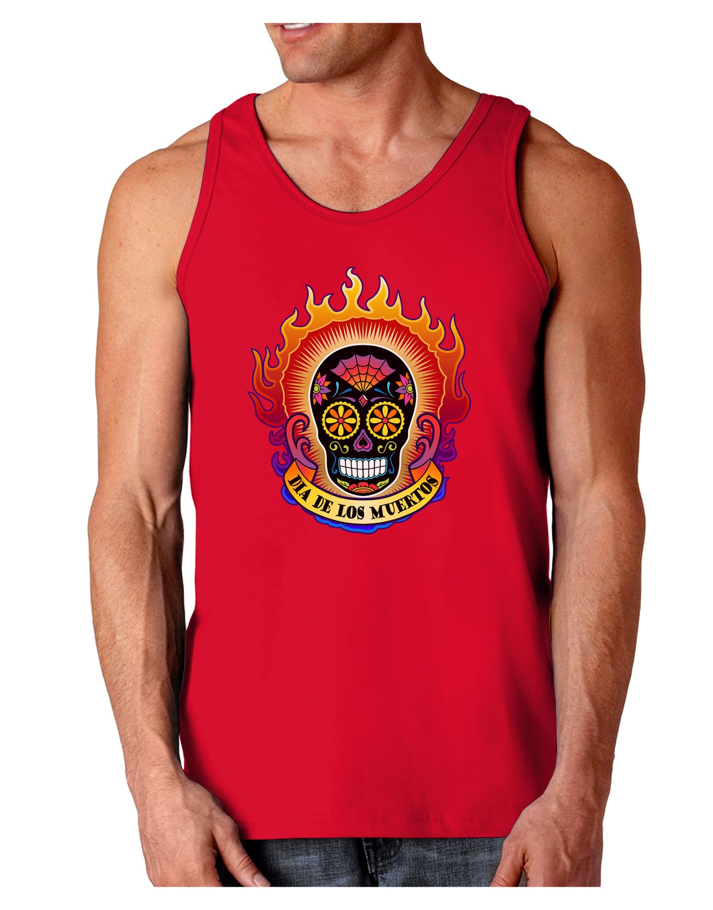 Dia de los Muertos Sacred Calavera Day of the Dead Dark Loose Tank Top-Mens Loose Tank Top-TooLoud-Red-Small-Davson Sales