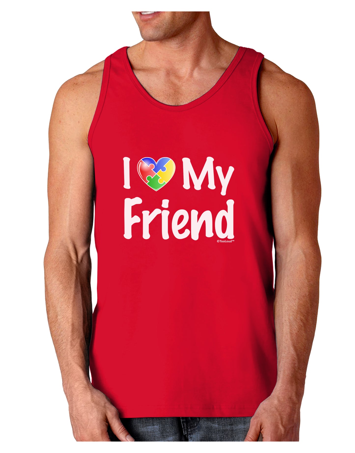 I Heart My Friend - Autism Awareness Dark Loose Tank Top by TooLoud-Mens Loose Tank Top-TooLoud-Red-Small-Davson Sales