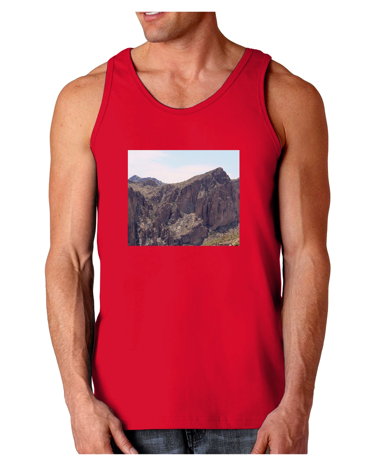 Arizona Saguaro Lake Mountains Dark Loose Tank Top-Mens Loose Tank Top-TooLoud-Red-Small-Davson Sales