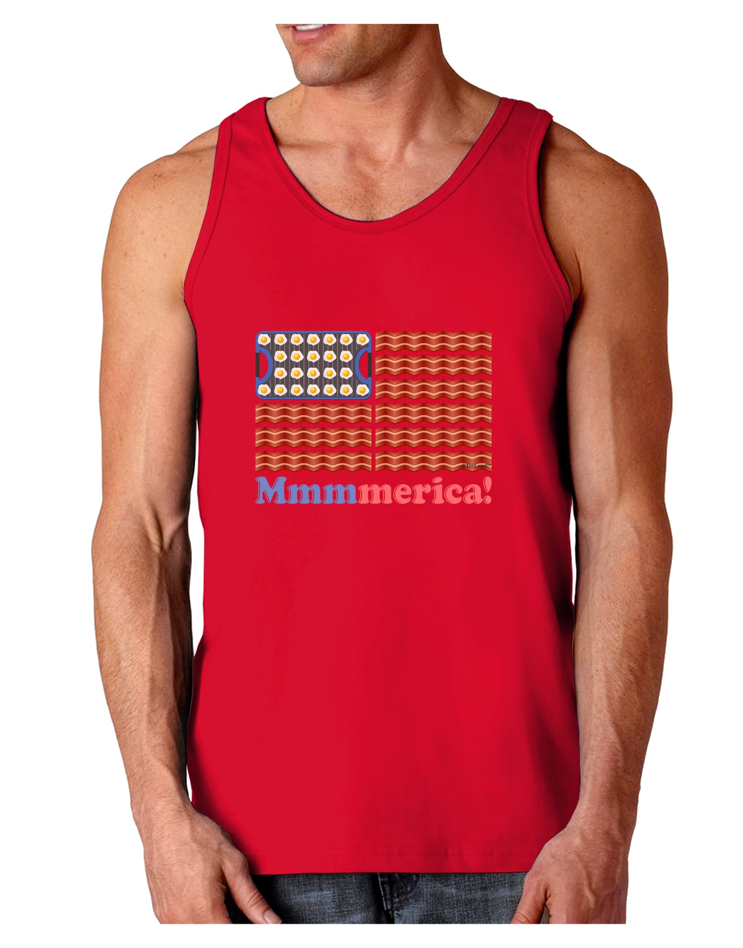 American Breakfast Flag - Bacon and Eggs - Mmmmerica Dark Loose Tank Top-Mens Loose Tank Top-TooLoud-Red-Small-Davson Sales