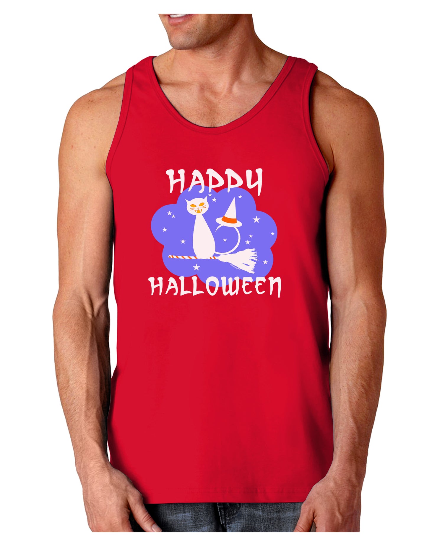 TooLoud Witch Cat Dark Loose Tank Top-Mens Loose Tank Top-TooLoud-Red-Small-Davson Sales