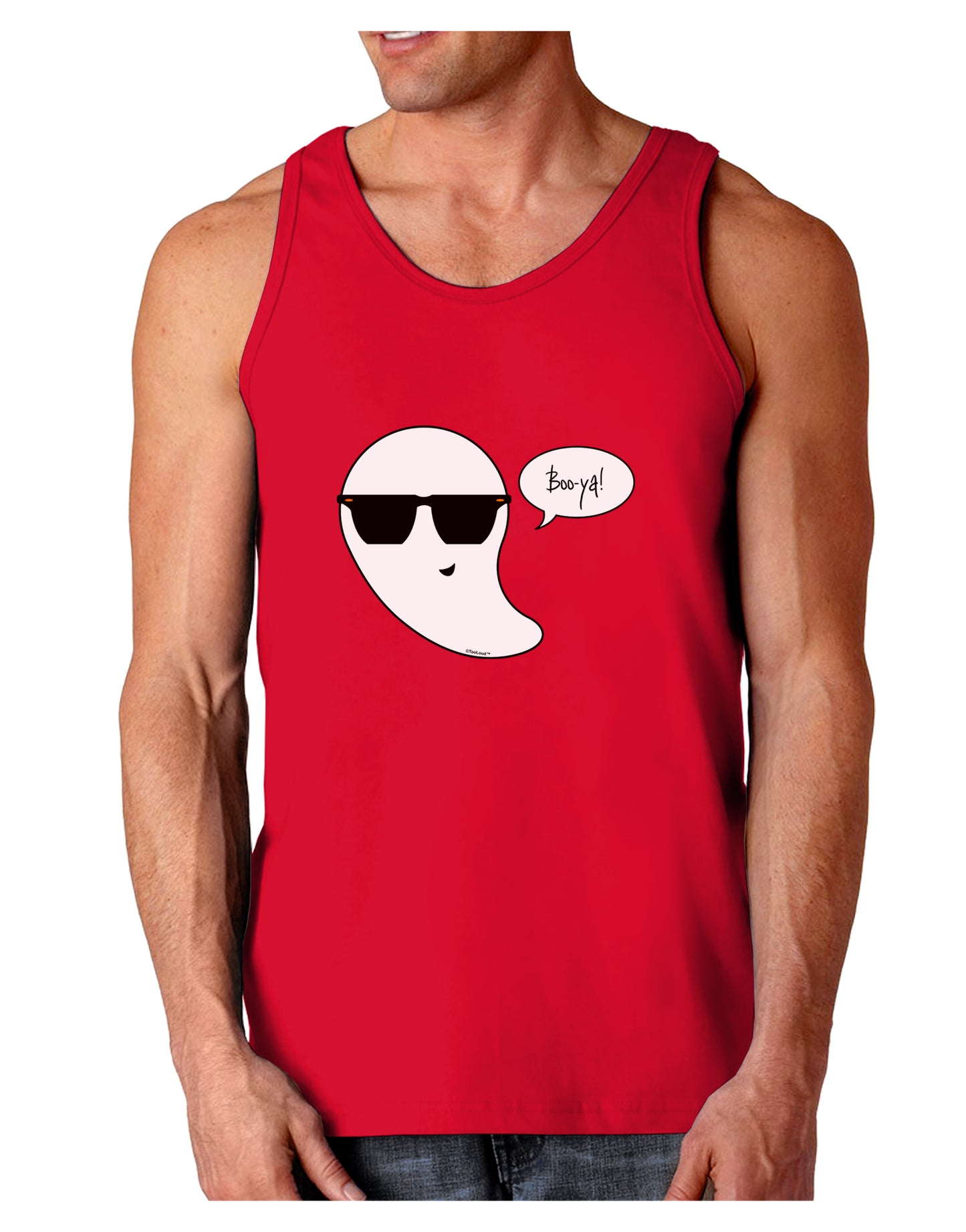 Boo Ya Cool Ghost Halloween Dark Loose Tank Top-Mens Loose Tank Top-TooLoud-Red-Small-Davson Sales