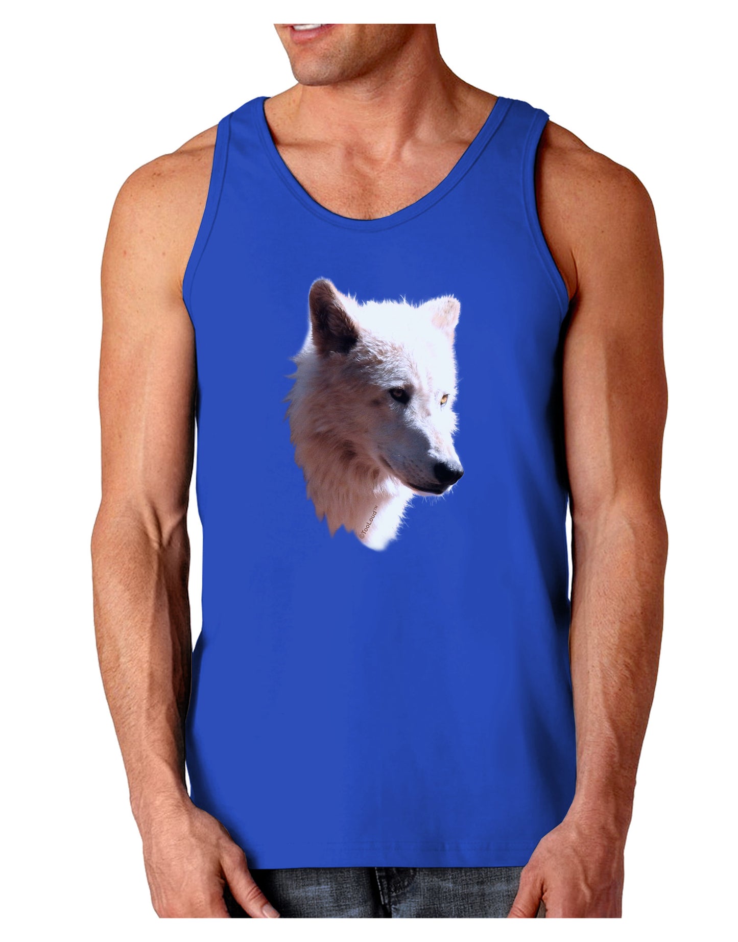 Magnificent White Wolf Head Dark Loose Tank Top-Mens Loose Tank Top-TooLoud-Royal Blue-Small-Davson Sales
