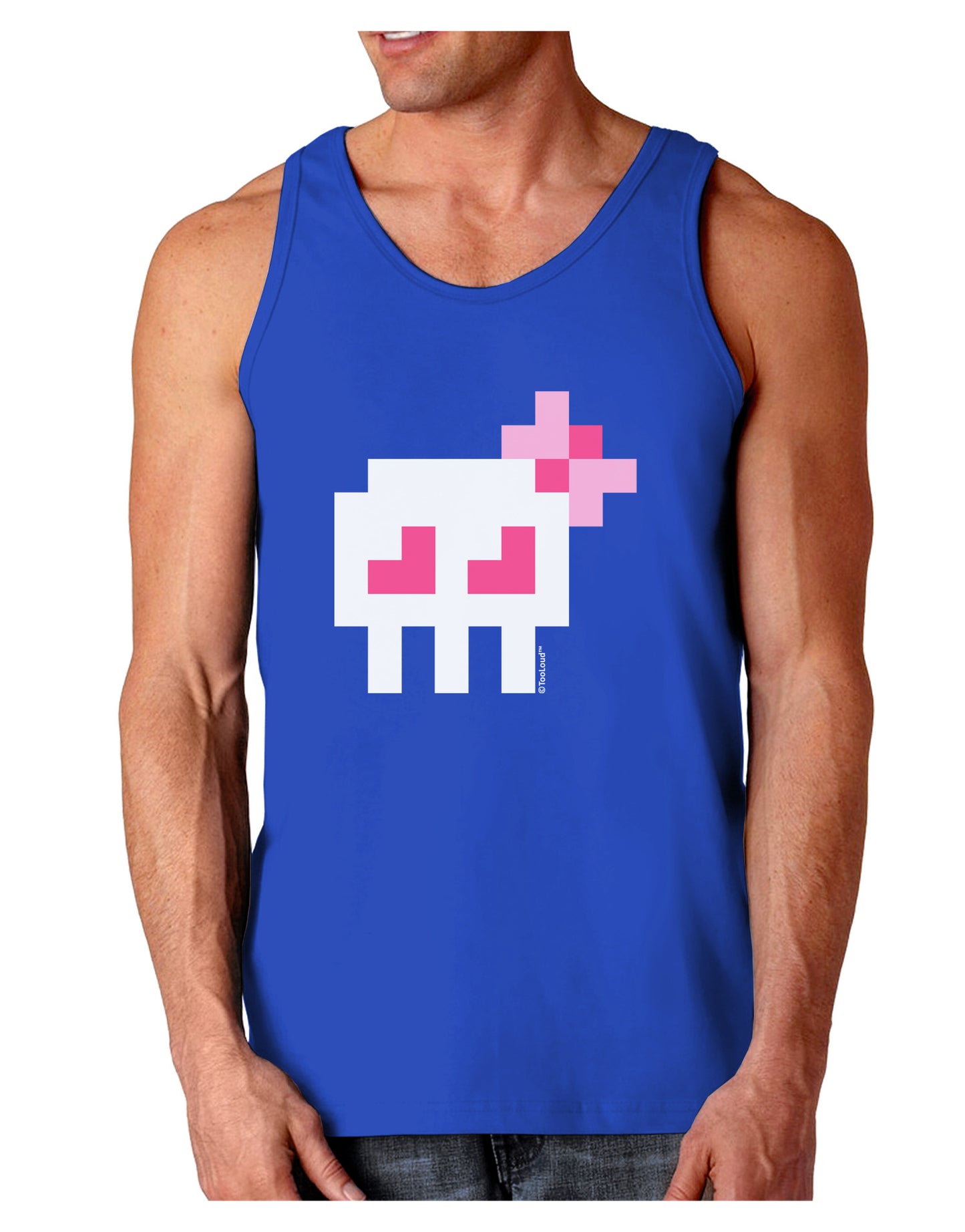 Retro 8-Bit Skull with Pink Bow Dark Loose Tank Top-Mens Loose Tank Top-TooLoud-Royal Blue-Small-Davson Sales