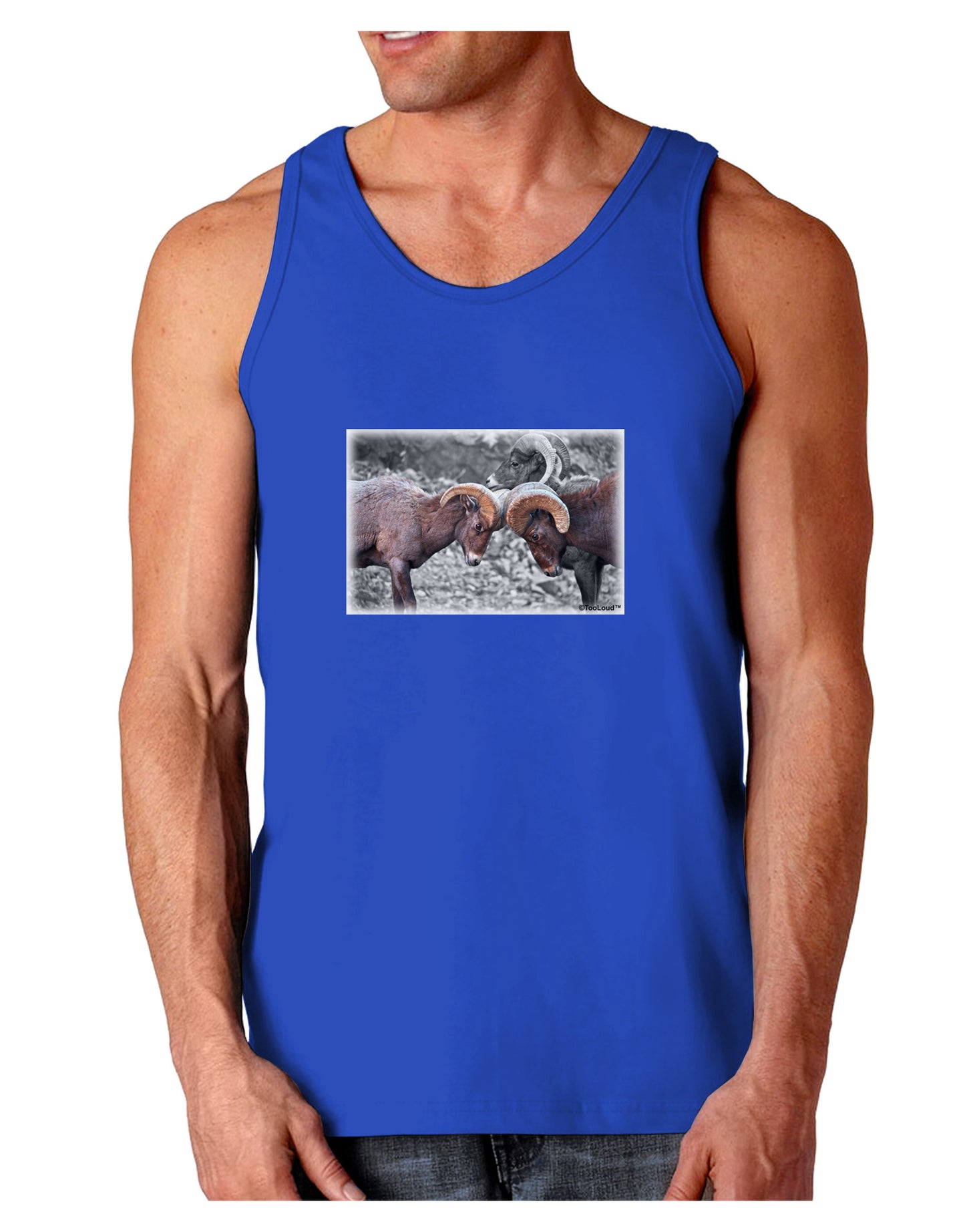 CO Bighorn Head Butt Desaturated Dark Loose Tank Top-Mens Loose Tank Top-TooLoud-Royal Blue-Small-Davson Sales