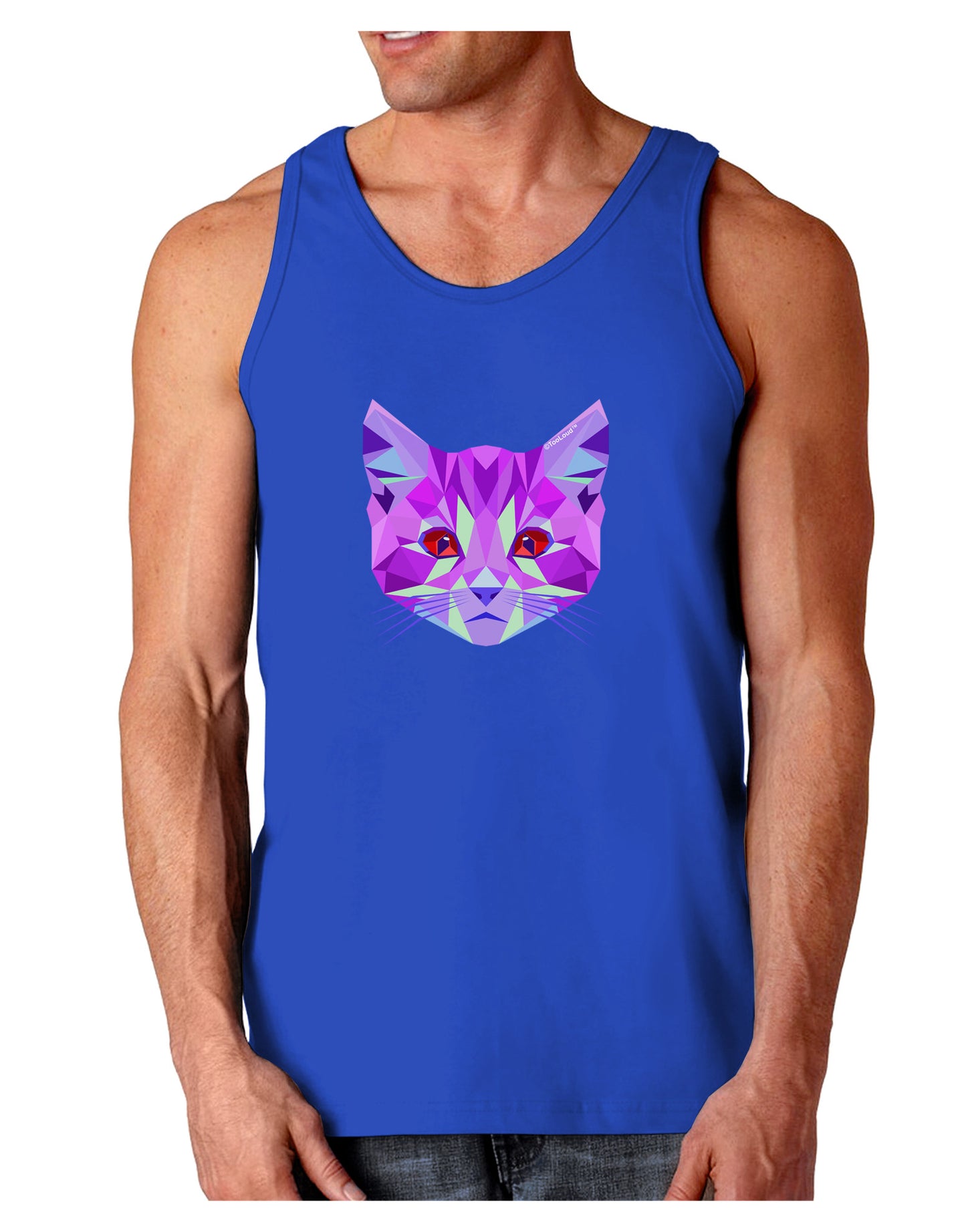 Geometric Kitty Purple Dark Loose Tank Top-Mens Loose Tank Top-TooLoud-Royal Blue-Small-Davson Sales