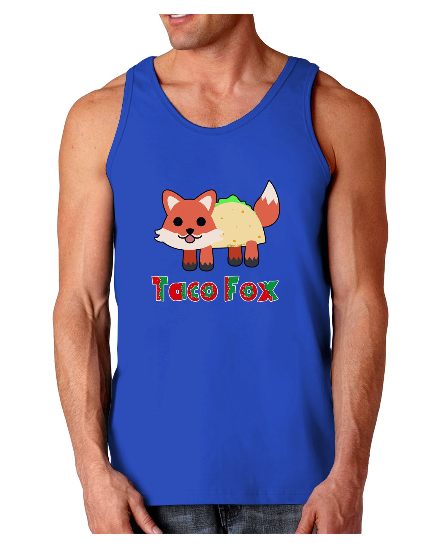Cute Taco Fox Text Dark Loose Tank Top-Mens Loose Tank Top-TooLoud-Royal Blue-Small-Davson Sales