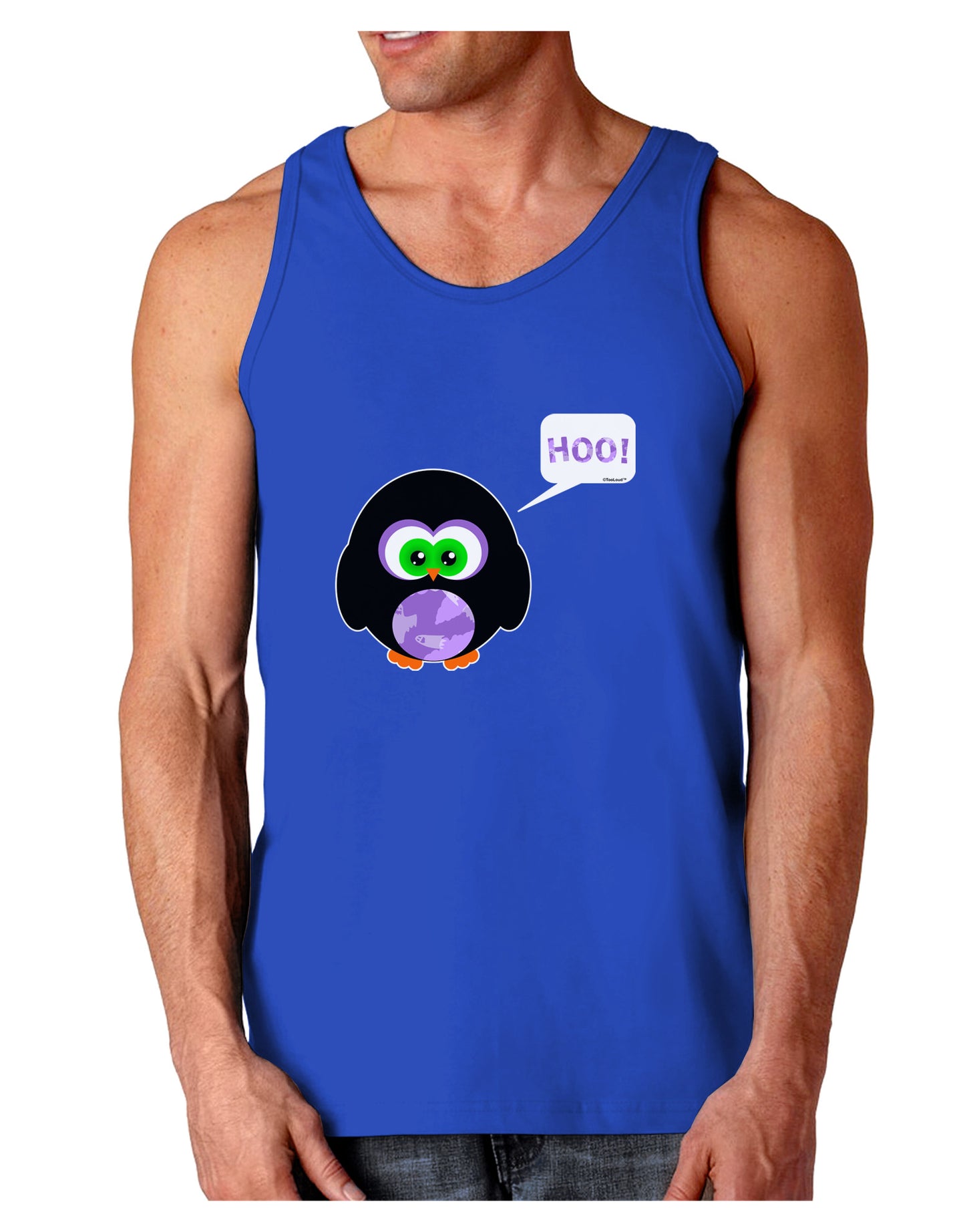 Cute Owl Halloween Hoo Dark Loose Tank Top-Mens Loose Tank Top-TooLoud-Royal Blue-Small-Davson Sales