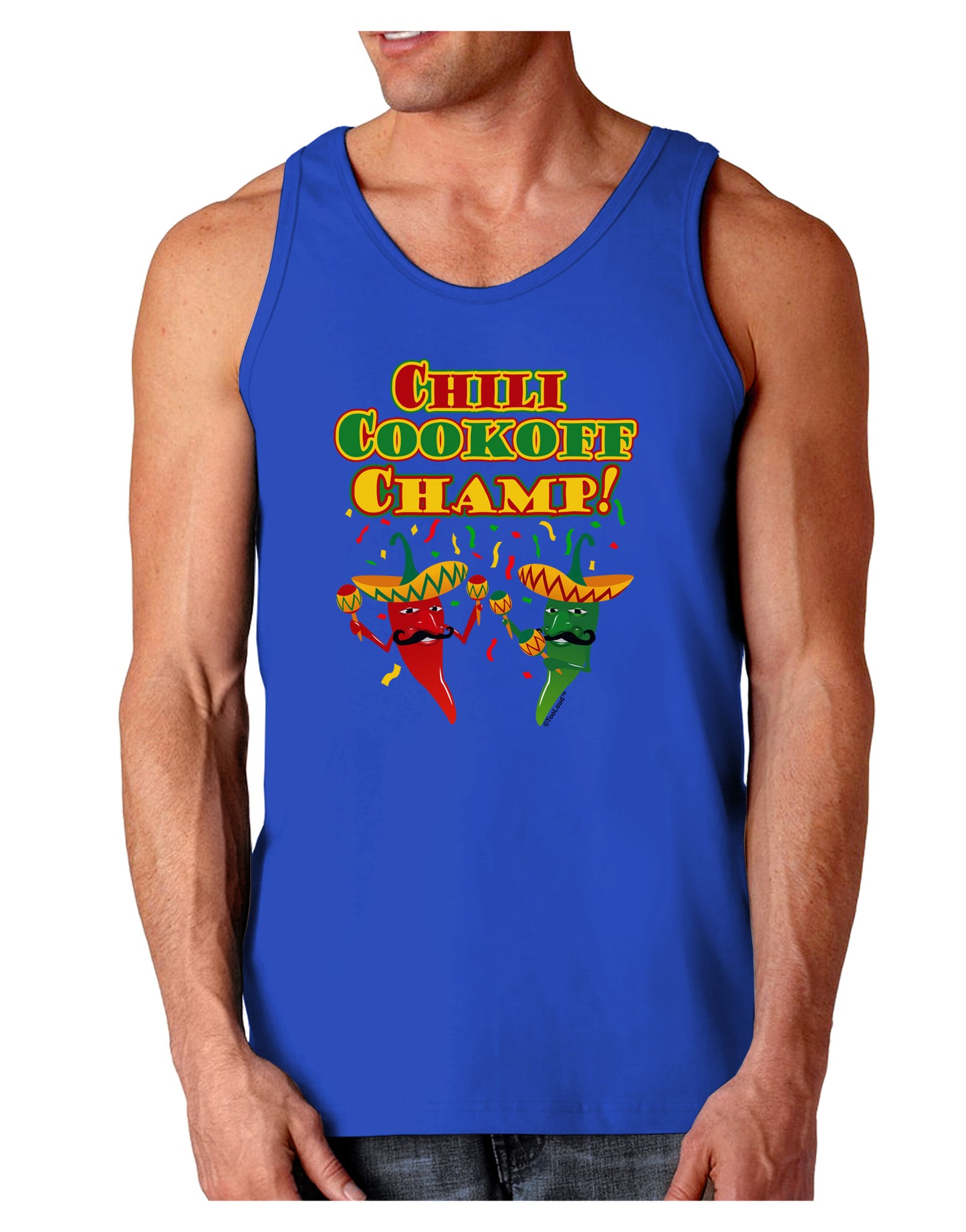 Chili Cookoff Champ! Chile Peppers Dark Loose Tank Top-Mens Loose Tank Top-TooLoud-Royal Blue-Small-Davson Sales