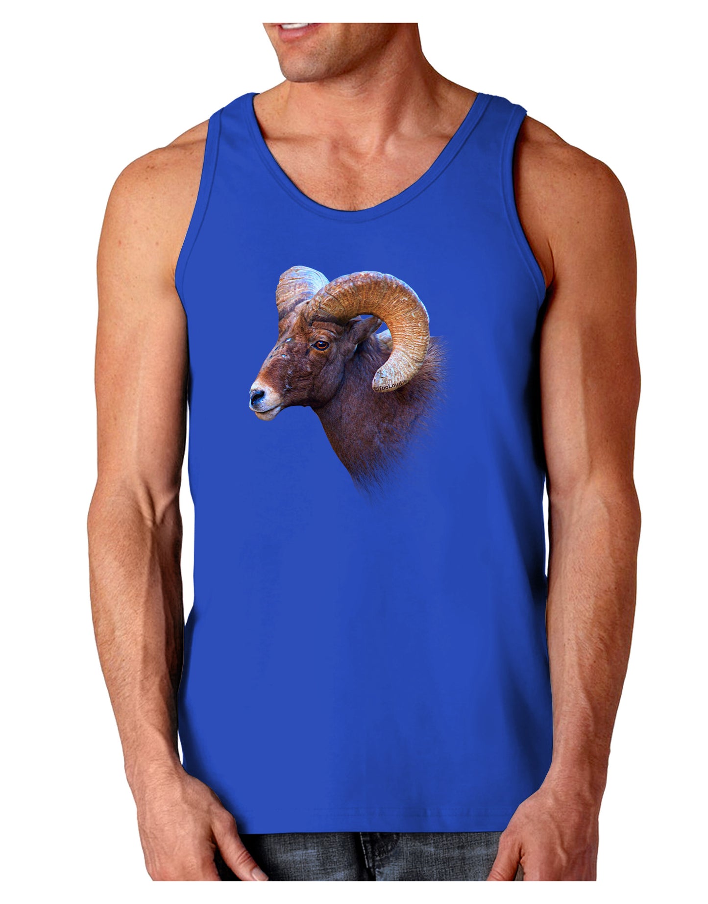 Majestic Bighorn Ram Dark Loose Tank Top-Mens Loose Tank Top-TooLoud-Royal Blue-Small-Davson Sales