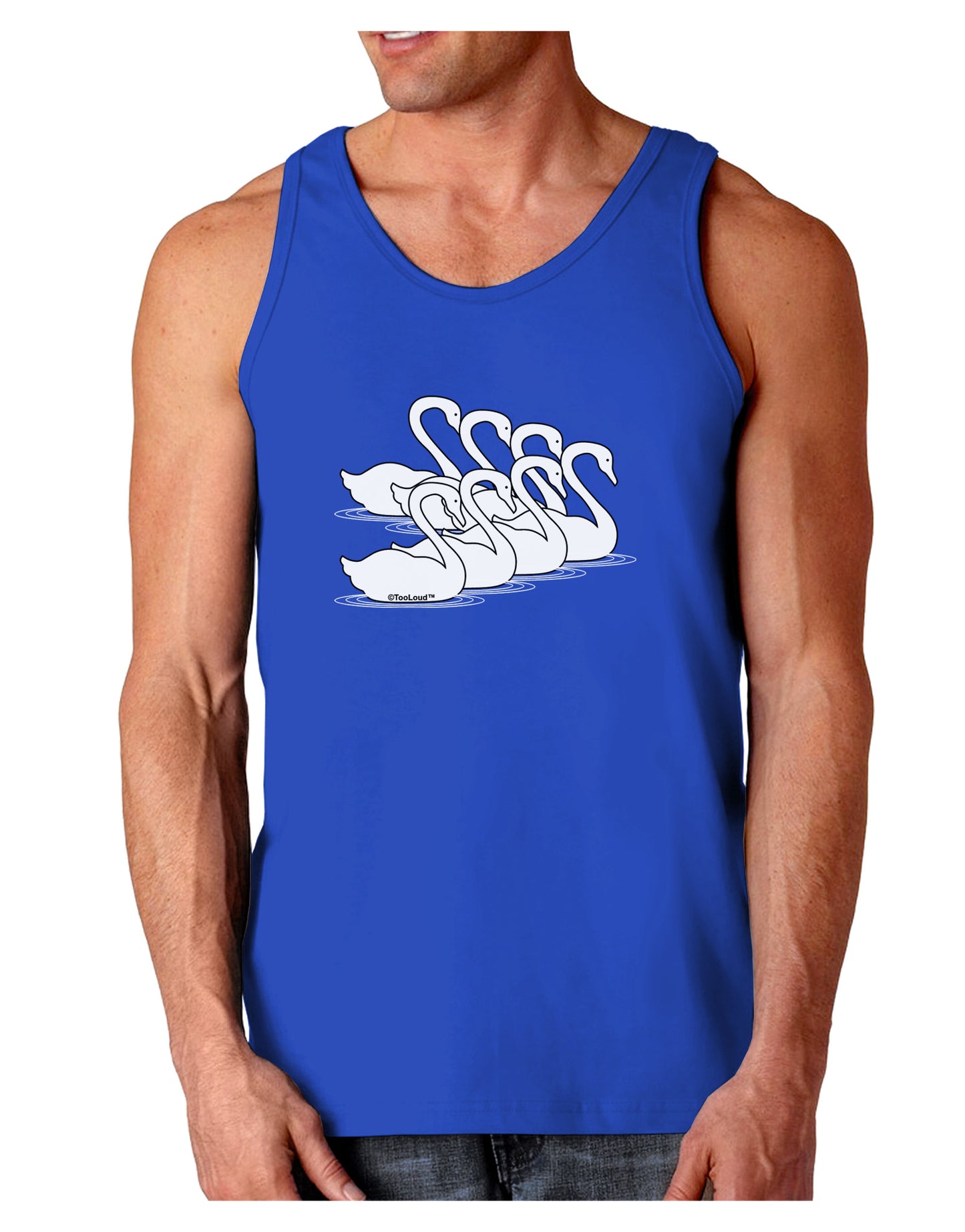 Seven Swans A Swimming Dark Loose Tank Top-Mens Loose Tank Top-TooLoud-Royal Blue-Small-Davson Sales
